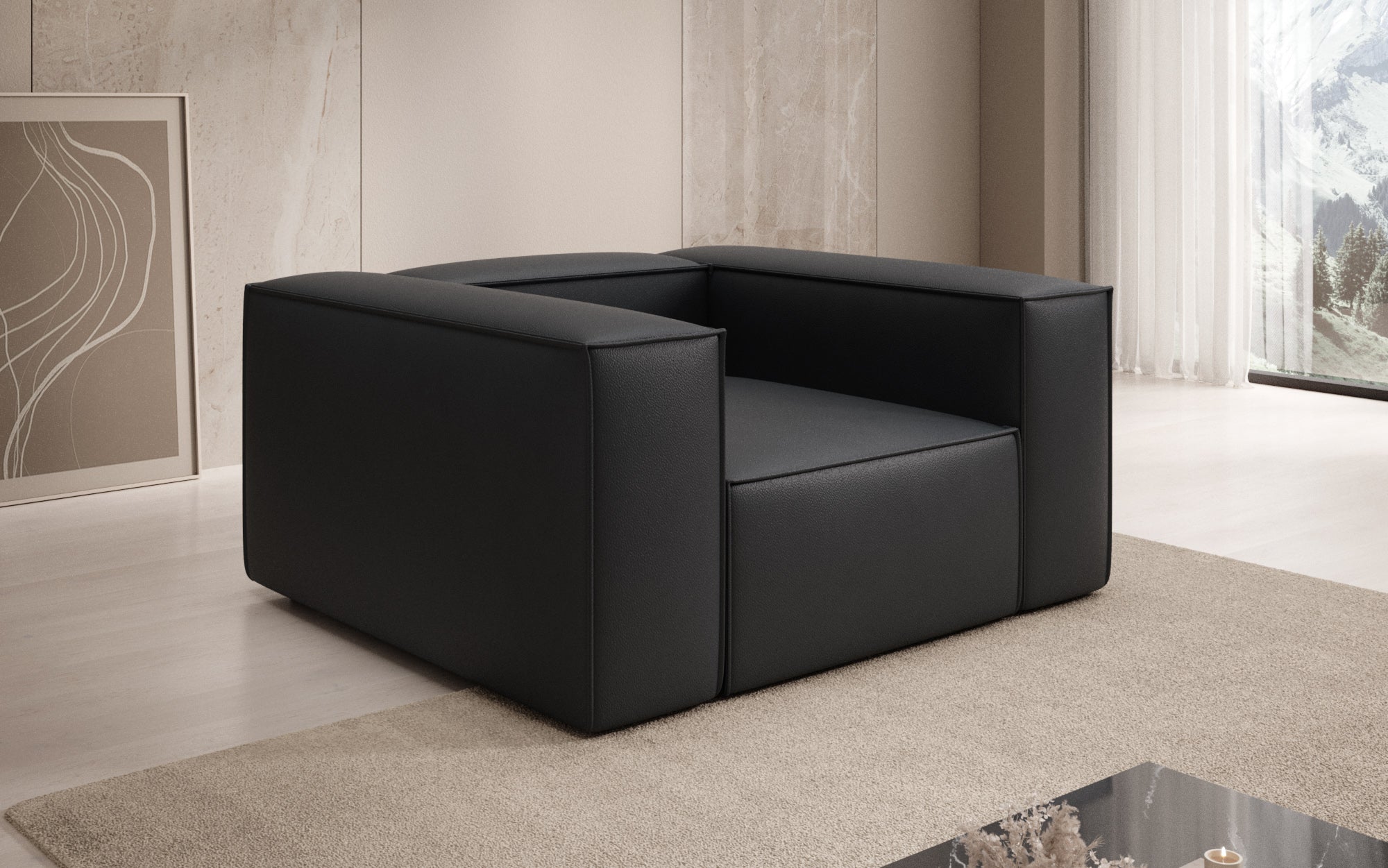 Designer Sofa-Sessel Lesley a Echtleder
