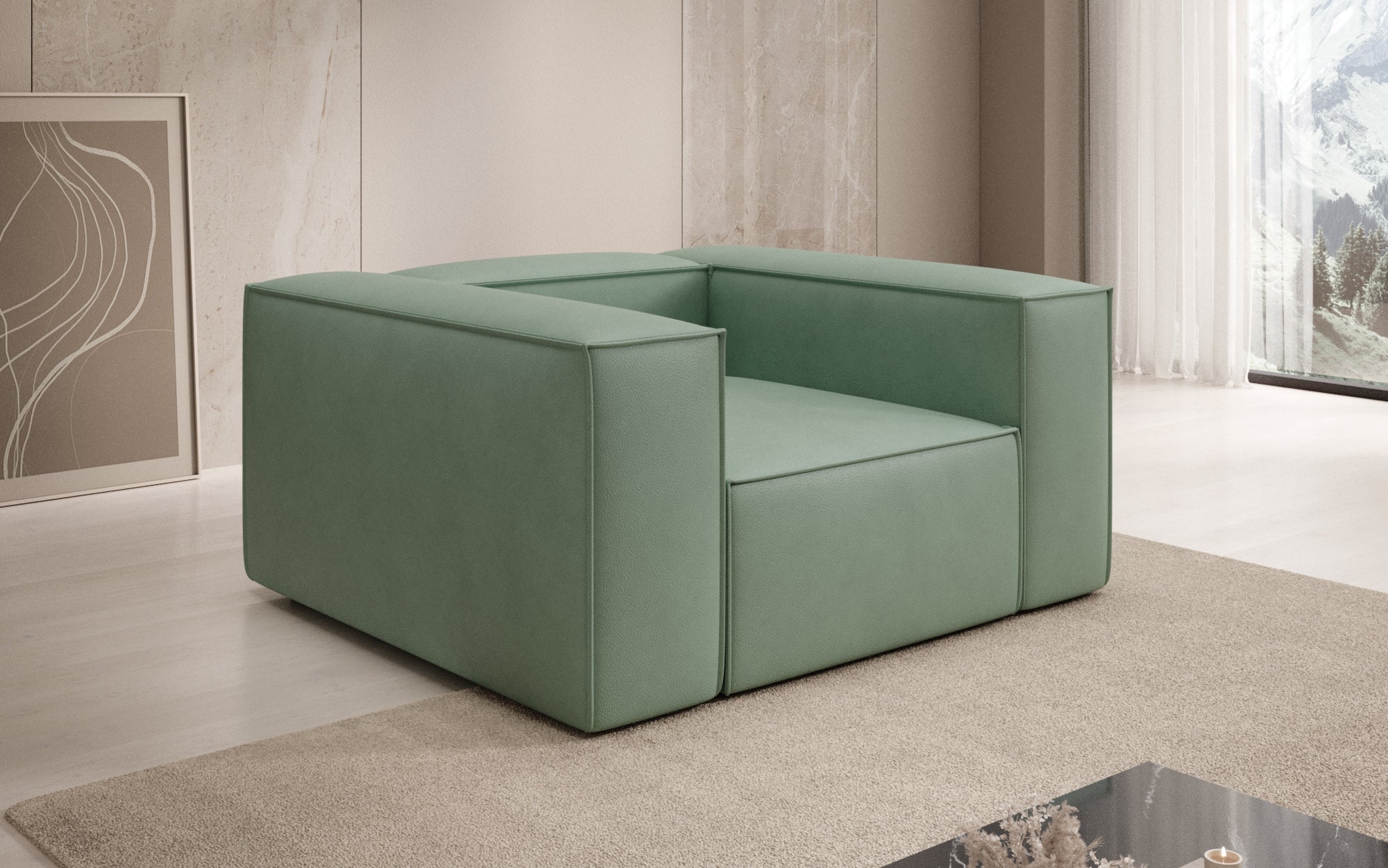 Designer Sofa-Sessel Lesley a Echtleder