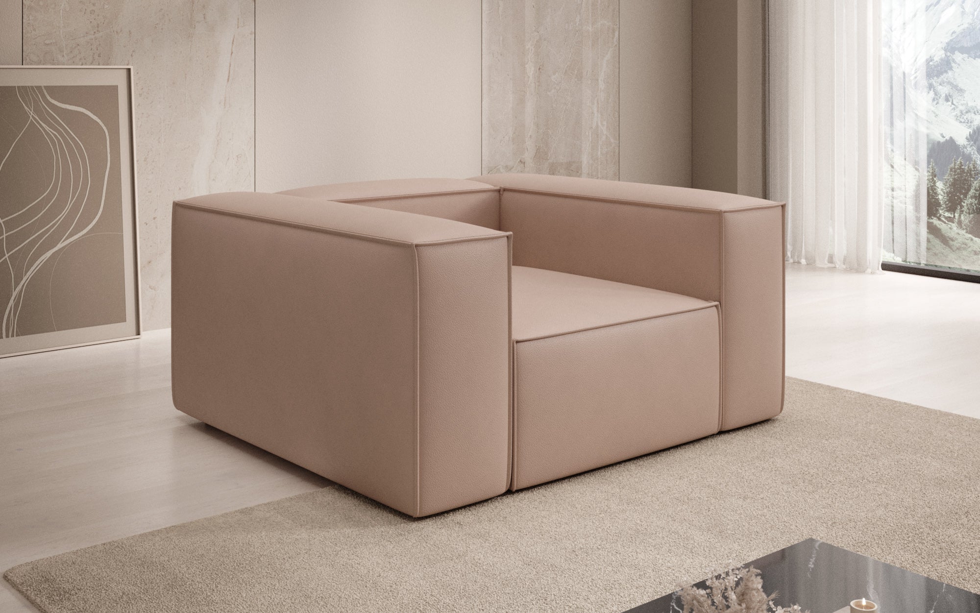 Designer Sofa-Sessel Lesley a Echtleder