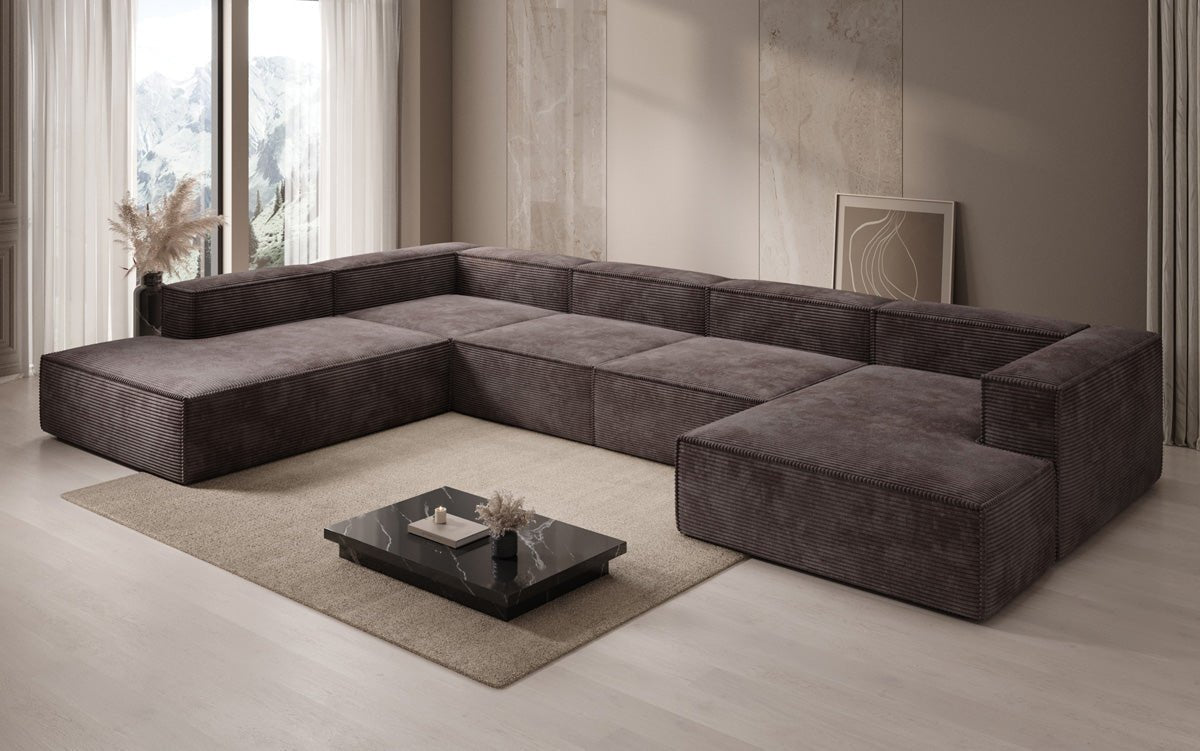 Designer Sofa Lesley U XXL aus Kord