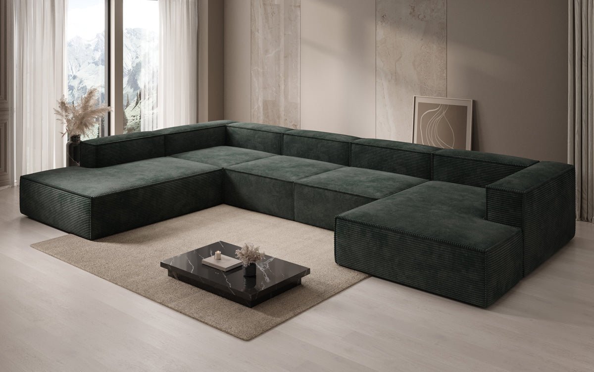 Designer Sofa Lesley U XXL aus Kord
