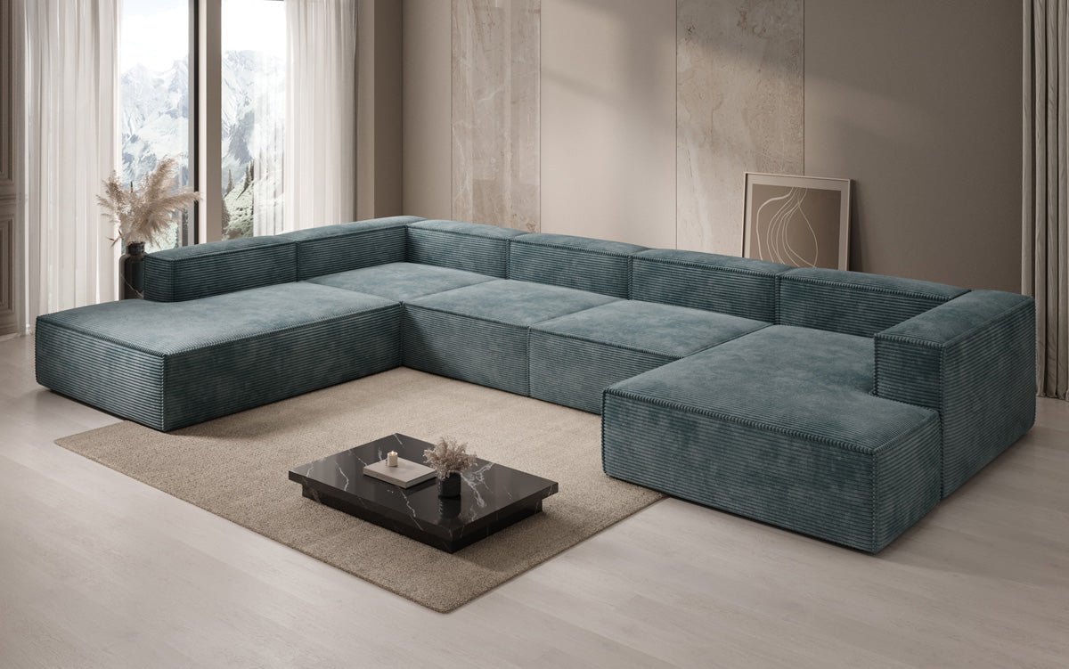 Designer Sofa Lesley U XXL aus Kord