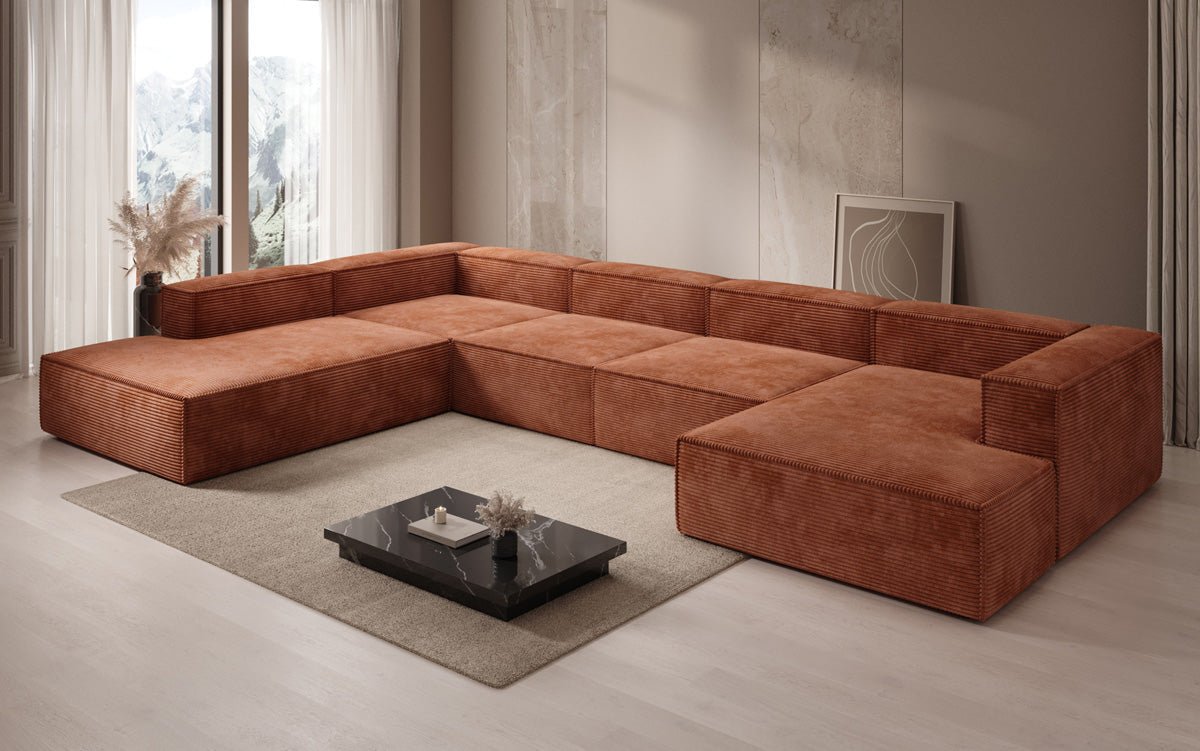 Designer Sofa Lesley U XXL aus Kord