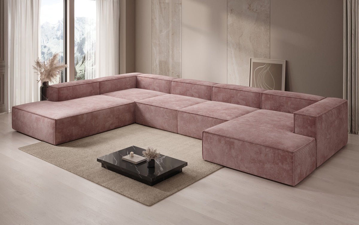 Designer Sofa Lesley U XXL aus Kord