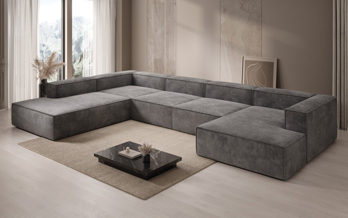 Designer Sofa Lesley U XXL aus Kord