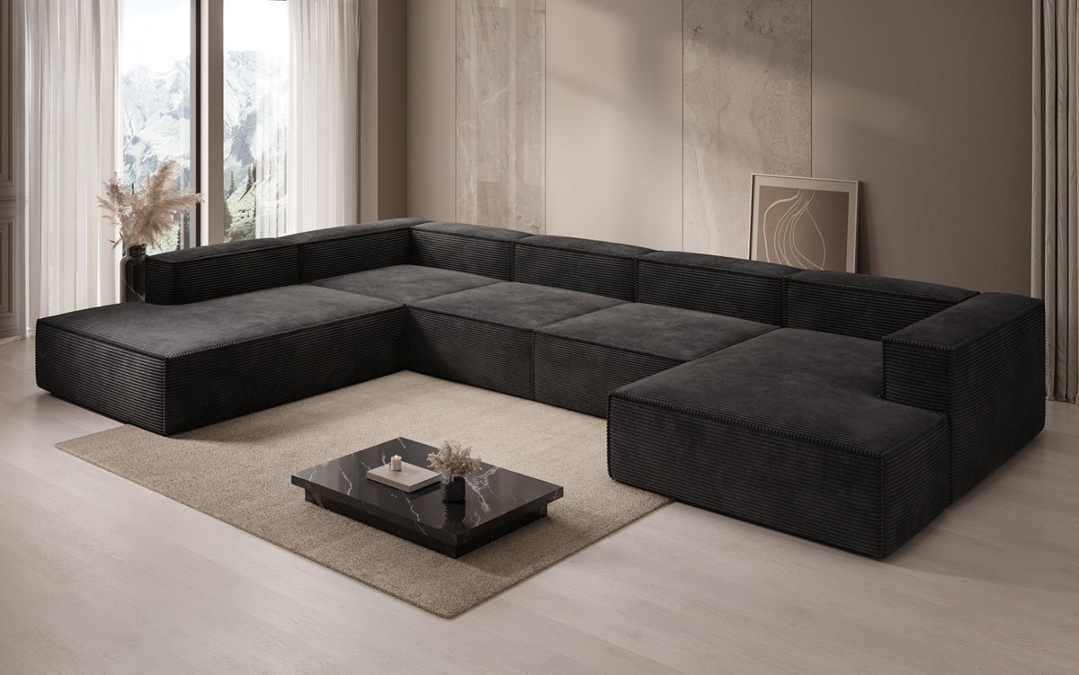 Designer Sofa Lesley U XXL aus Kord