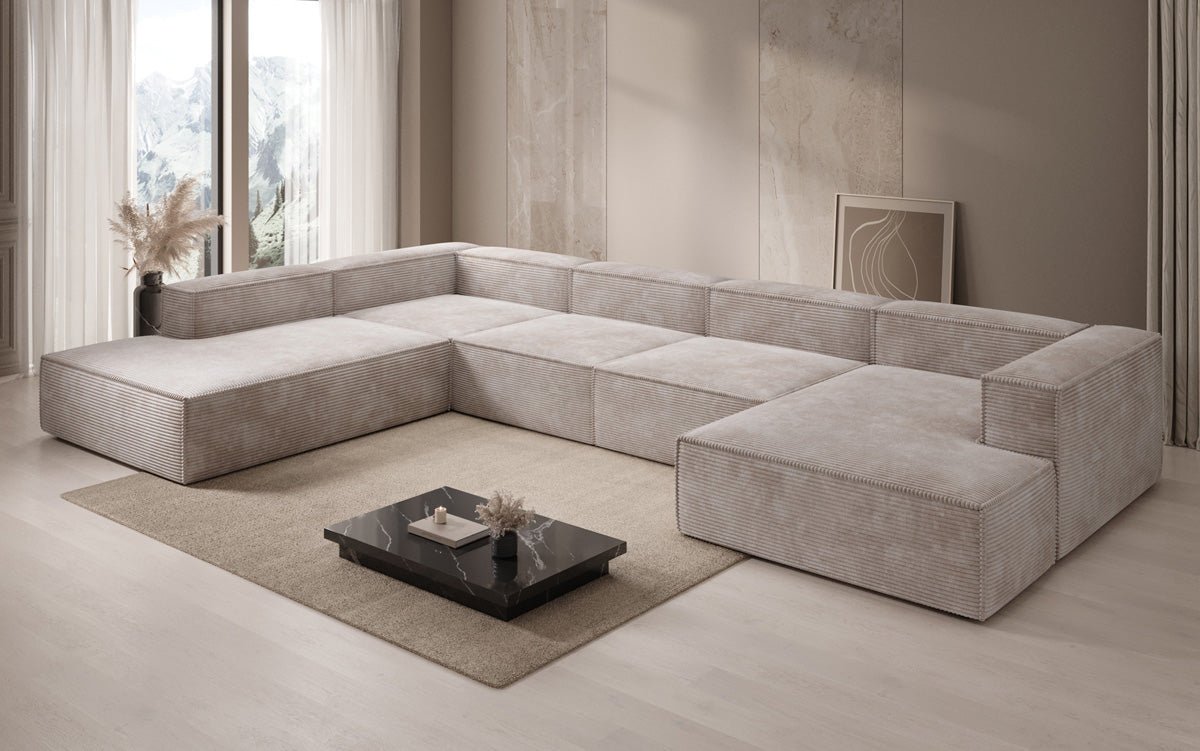 Designer Sofa Lesley U XXL aus Kord
