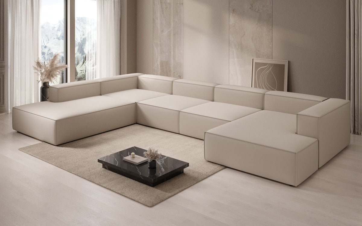 Designer Sofa Lesley U XXL aus Stoff