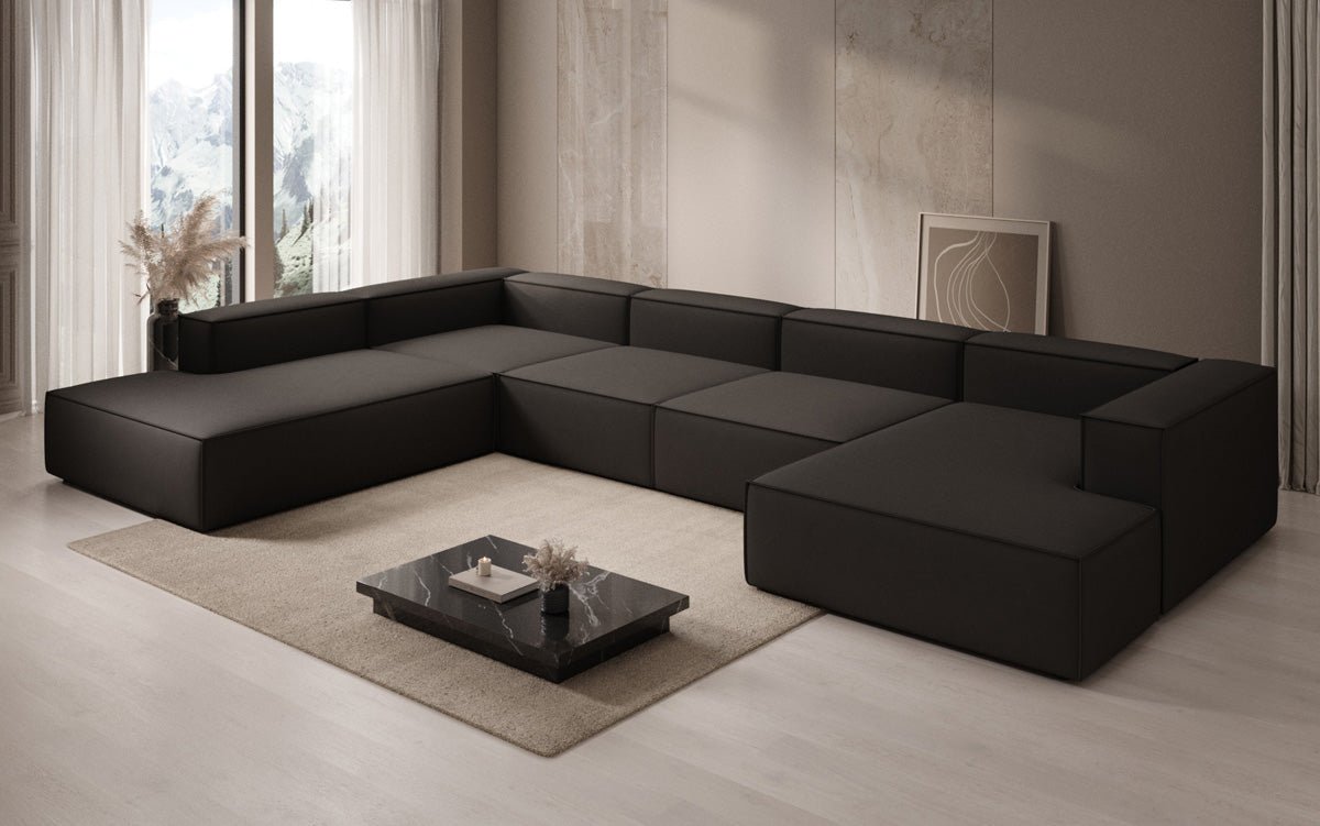 Designer Sofa Lesley U XXL aus Stoff
