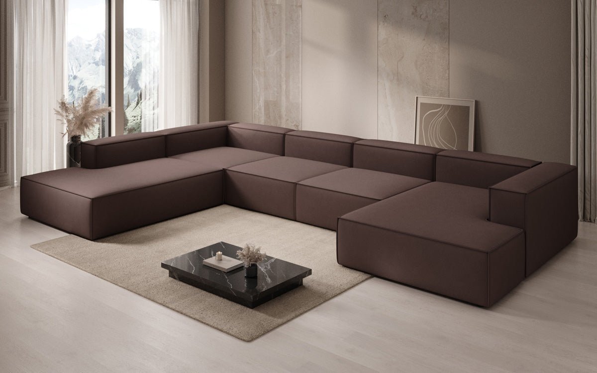 Designer Sofa Lesley U XXL aus Stoff