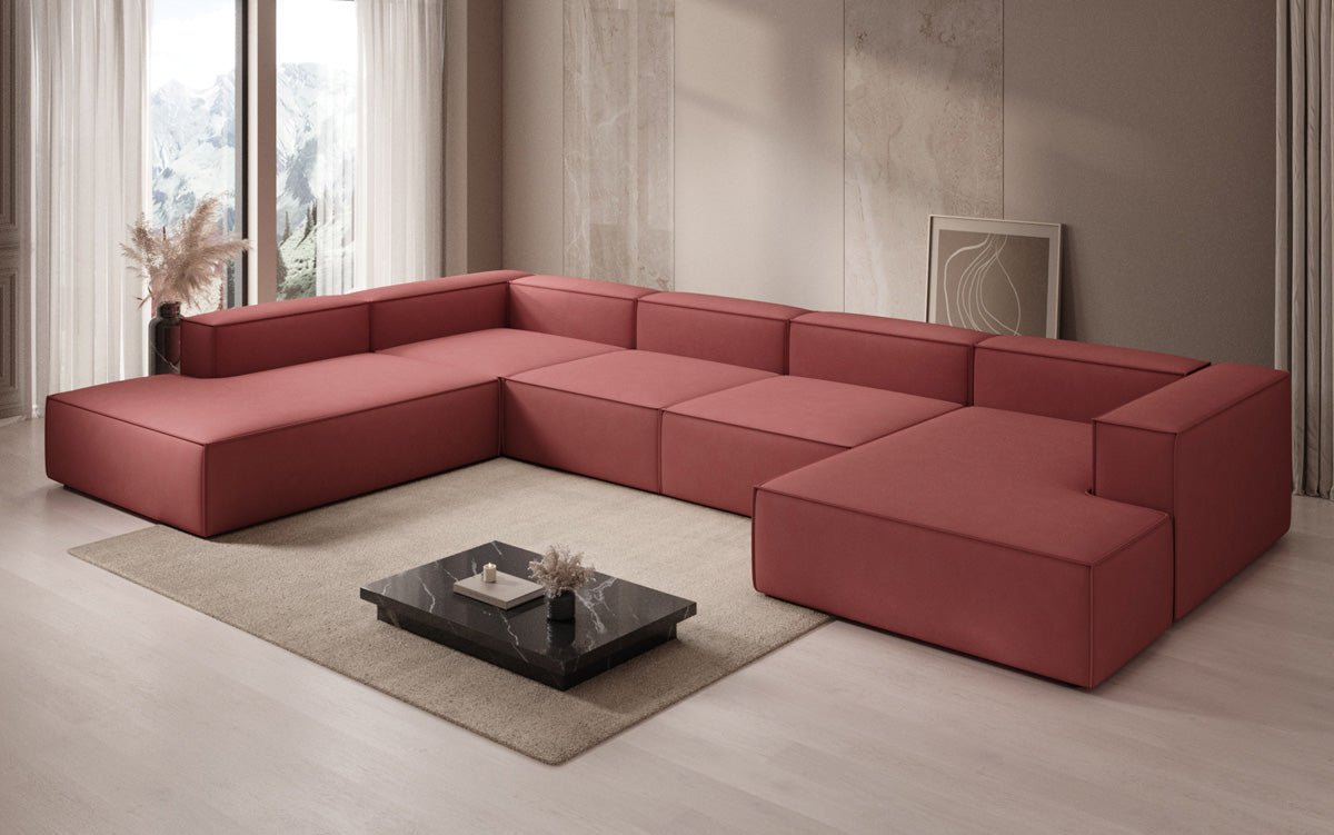 Designer Sofa Lesley U XXL aus Stoff