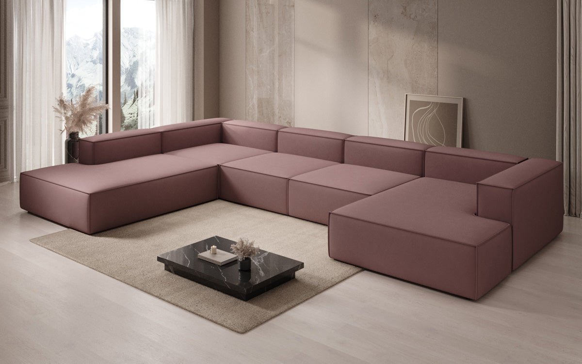 Designer Sofa Lesley U XXL aus Stoff