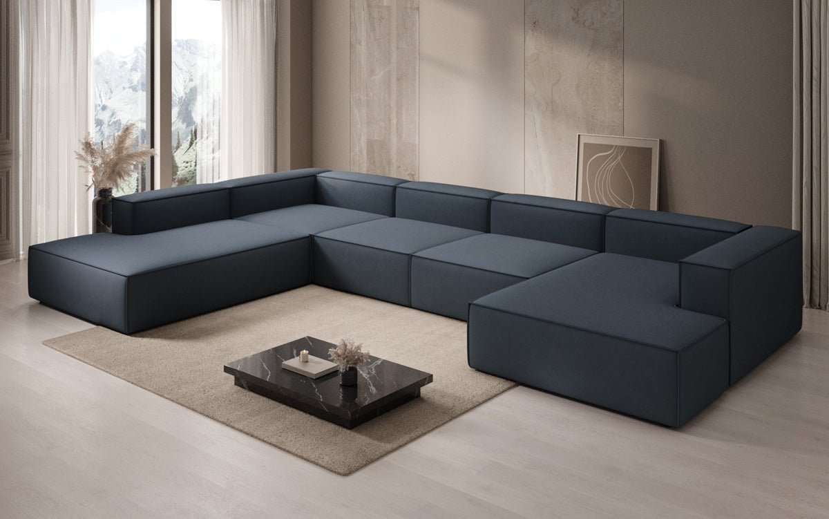 Designer Sofa Lesley U XXL aus Stoff