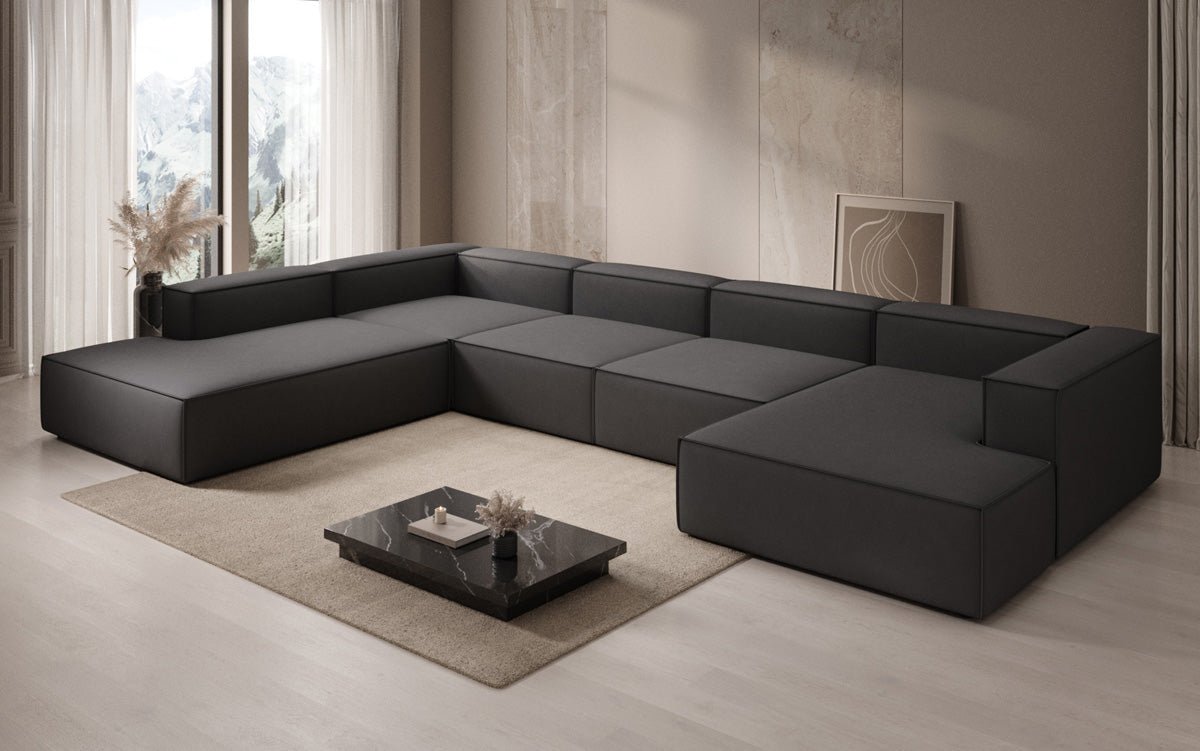 Designer Sofa Lesley U XXL aus Stoff