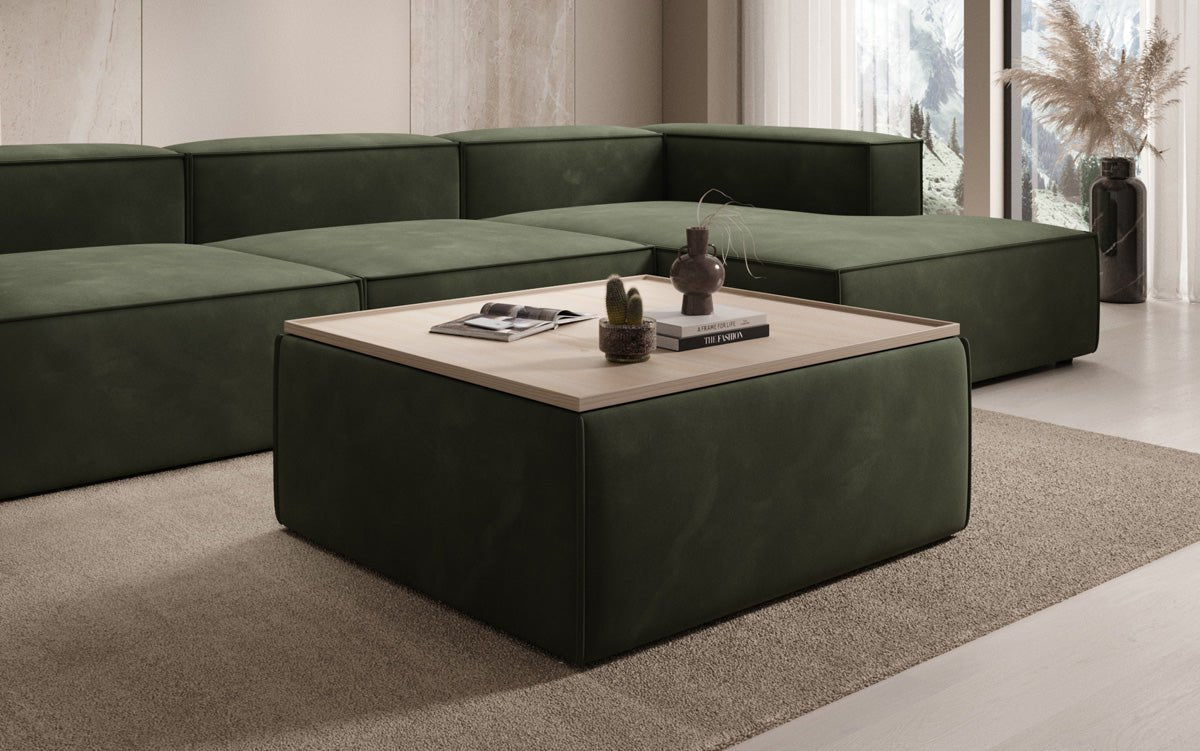 Beistellhocker/Couchtisch Lesley mat Späicherplaz a Samt