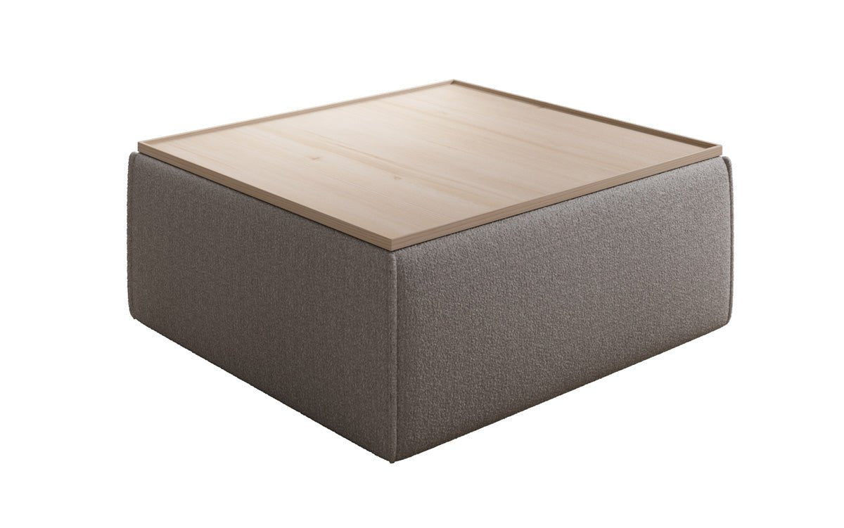 Beistellhocker/Couchtisch Lesley mit Stauraum in Bouclé