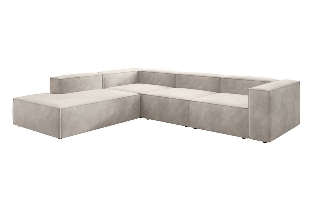 Designer Sofa Lesley L mat laanger Ottomane aus Samt