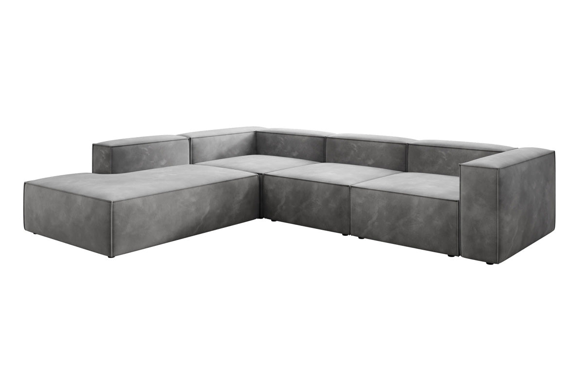 Designer Sofa Lesley L mat laanger Ottomane aus Samt