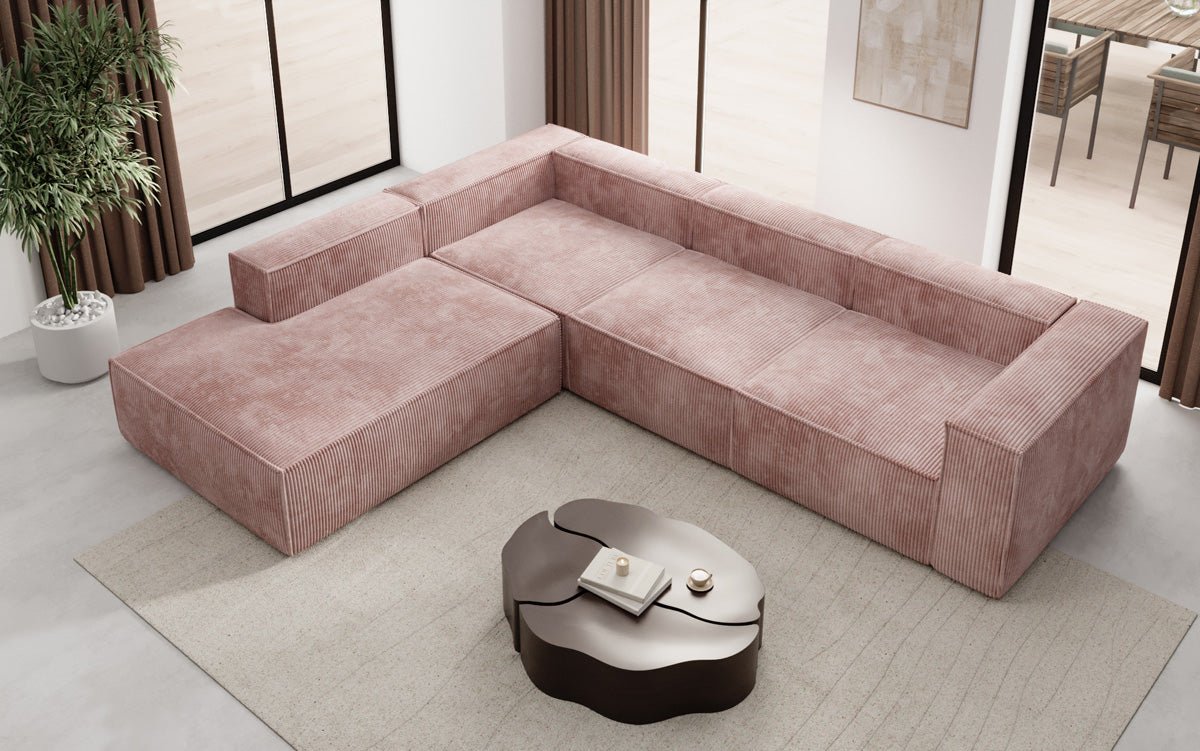 Designer Sofa Lesley L mat laanger Ottomane a Kord