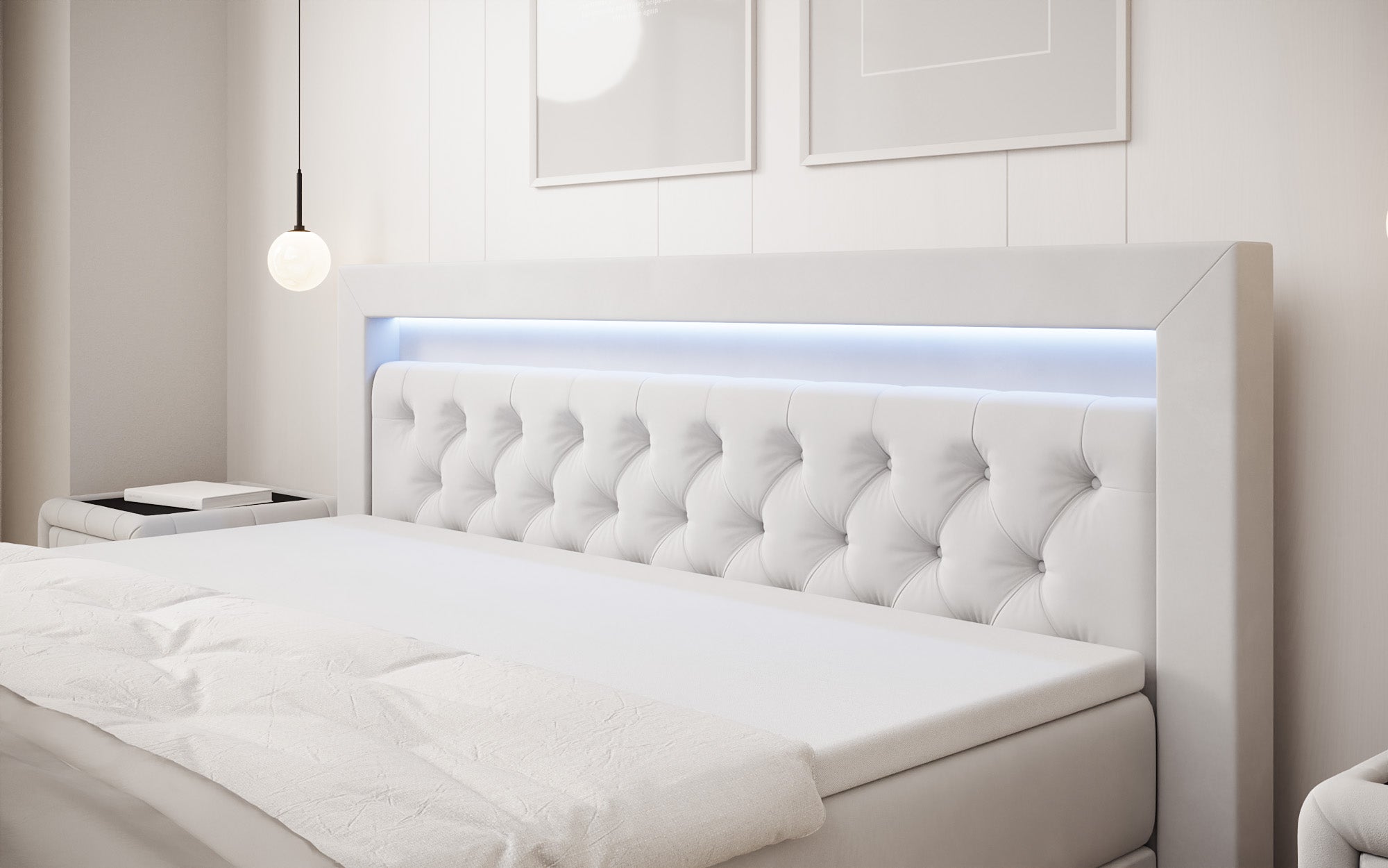 Boxspringbett Menzogna Samt mat LED an Späicherplaz (2 Schubladen)