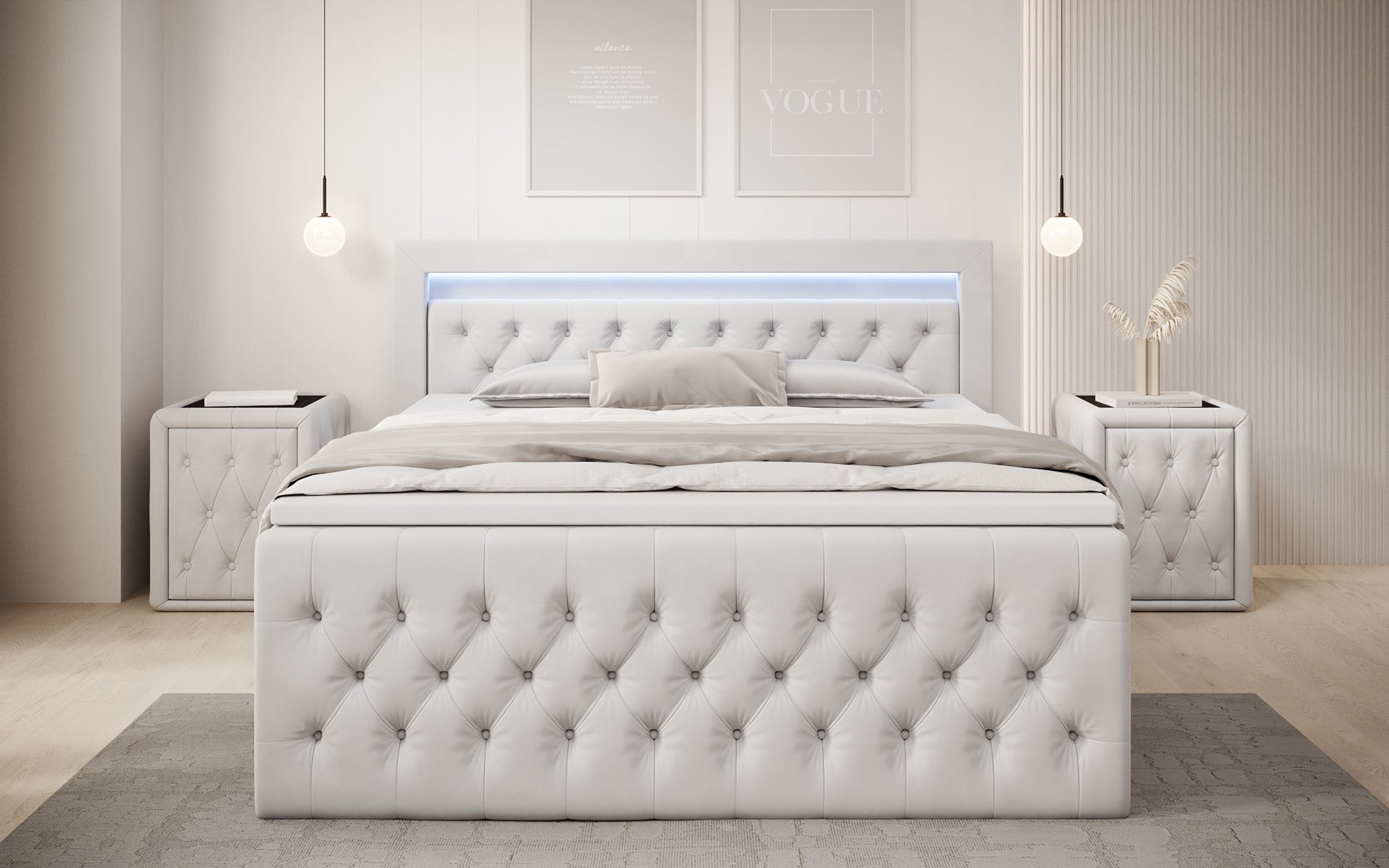 Boxspringbett Menzogna Samt mat LED an Späicherplaz (2 Schubladen)