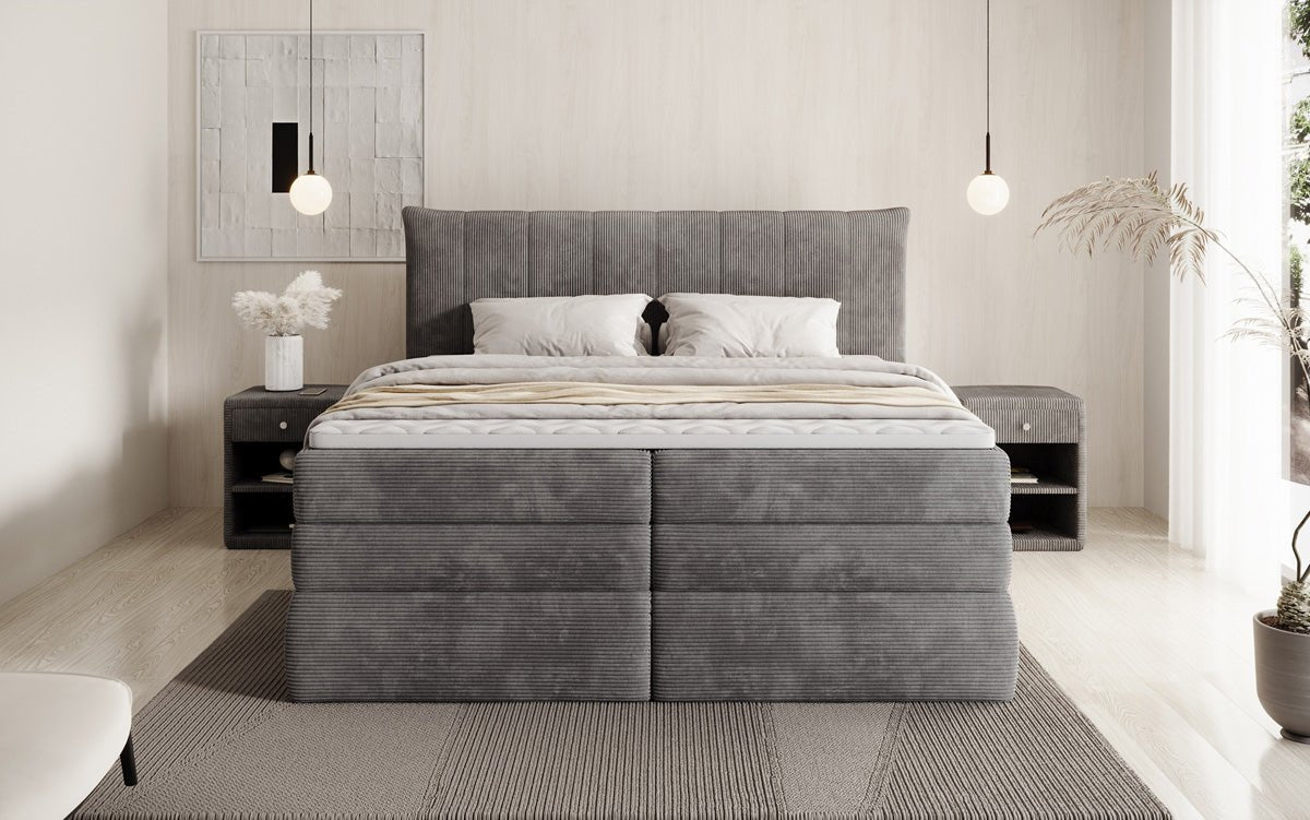 Boxspringbett Stella mit Stauraum in Cord