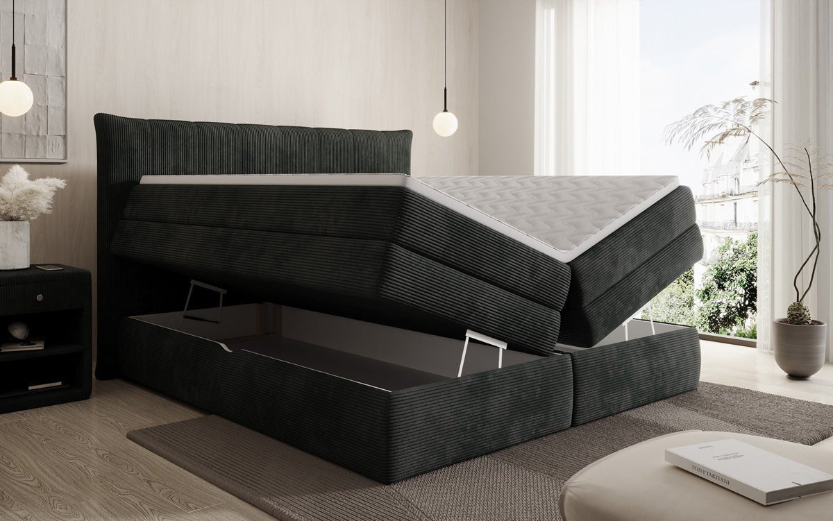 Boxspringbett Stella mit Stauraum in Cord