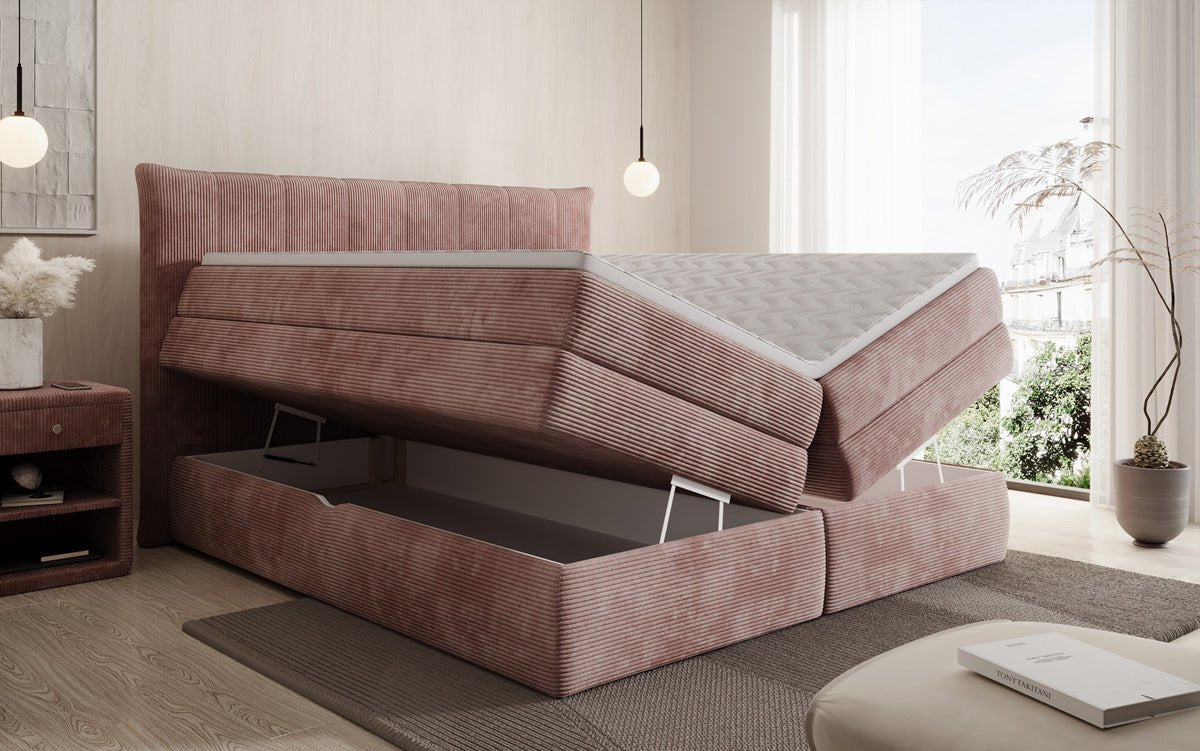 Boxspringbett Stella mit Stauraum in Cord