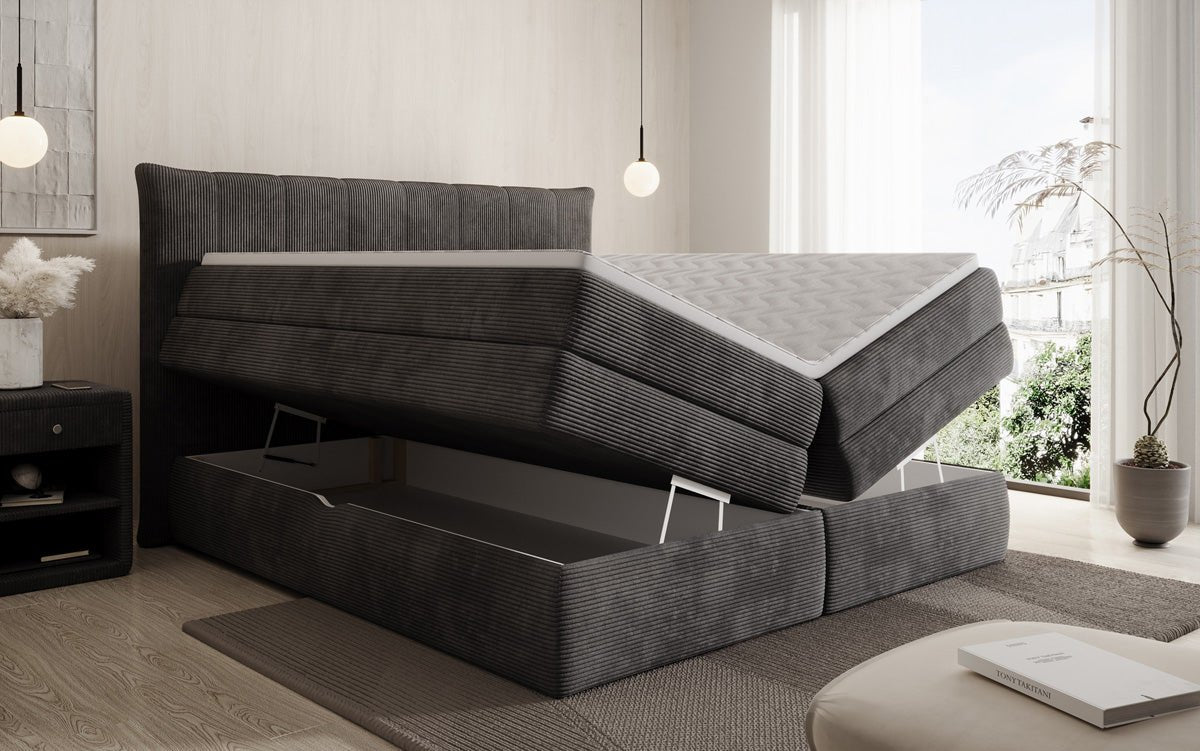 Boxspringbett Stella mit Stauraum in Cord