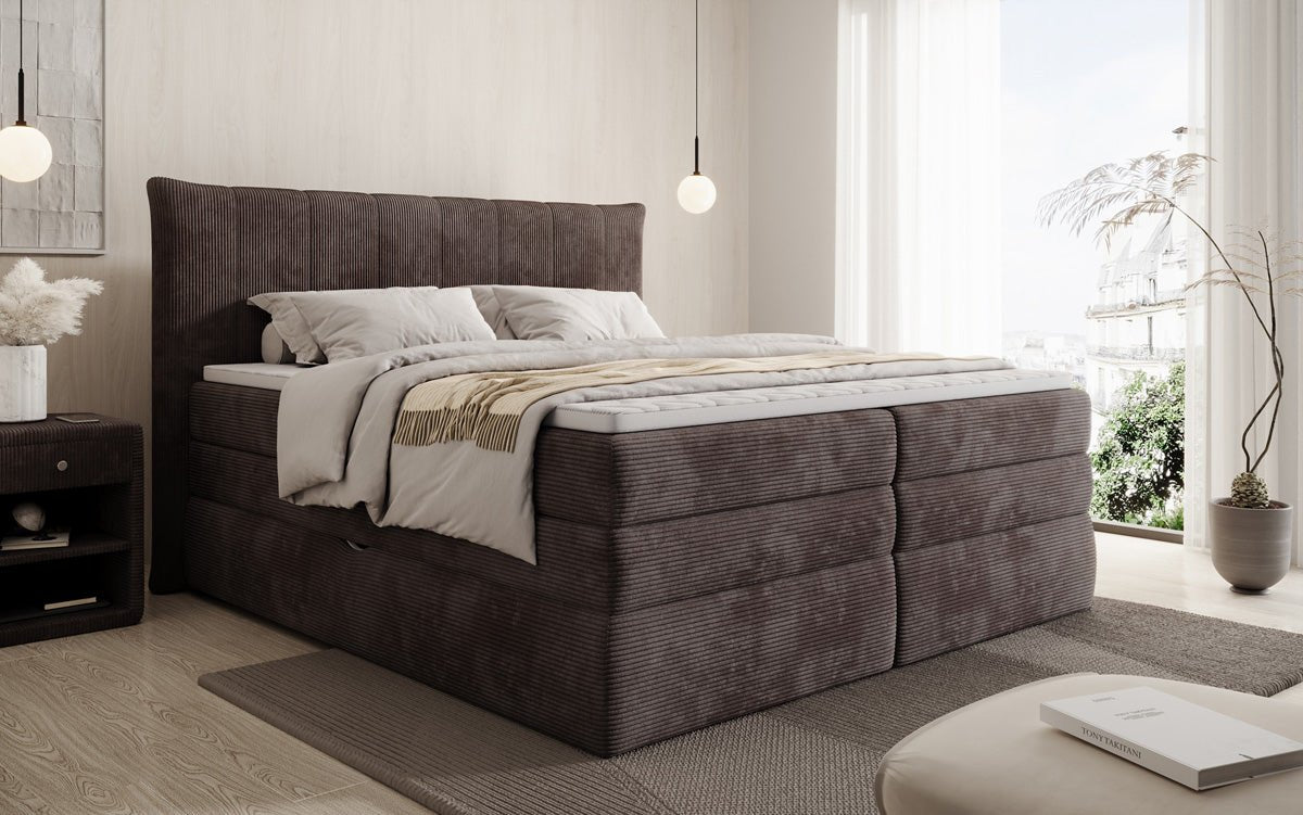 Boxspringbett Stella mit Stauraum in Cord