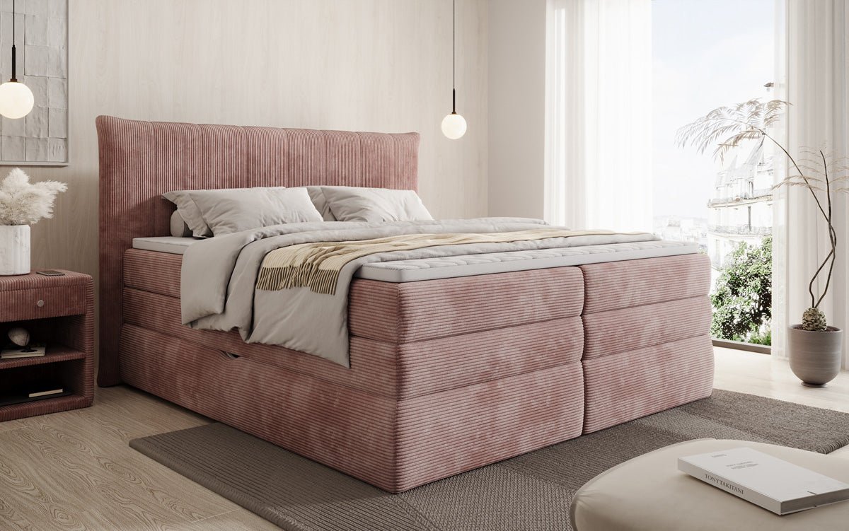 Boxspringbett Stella mit Stauraum in Cord