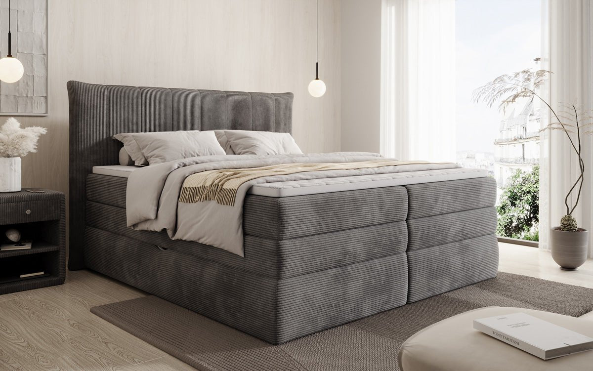 Boxspringbett Stella mit Stauraum in Cord