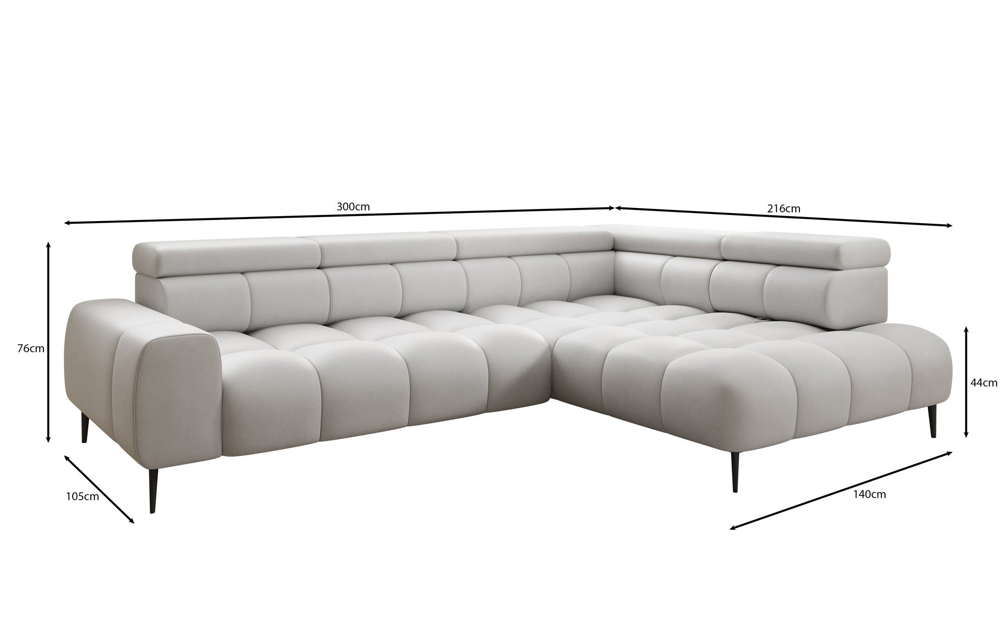 Designer Sofa Ceora L mat elektrescher Schloffunktioun an verstellbarer Récklehne a Echtläder