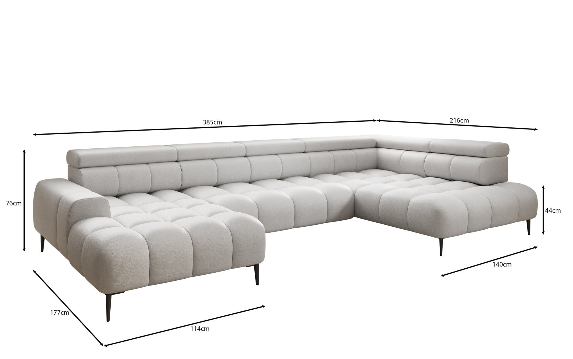Designer Sofa Ceora U mat elektrescher Schloffunktioun an verstellbarer Récklehne aus Echtläder