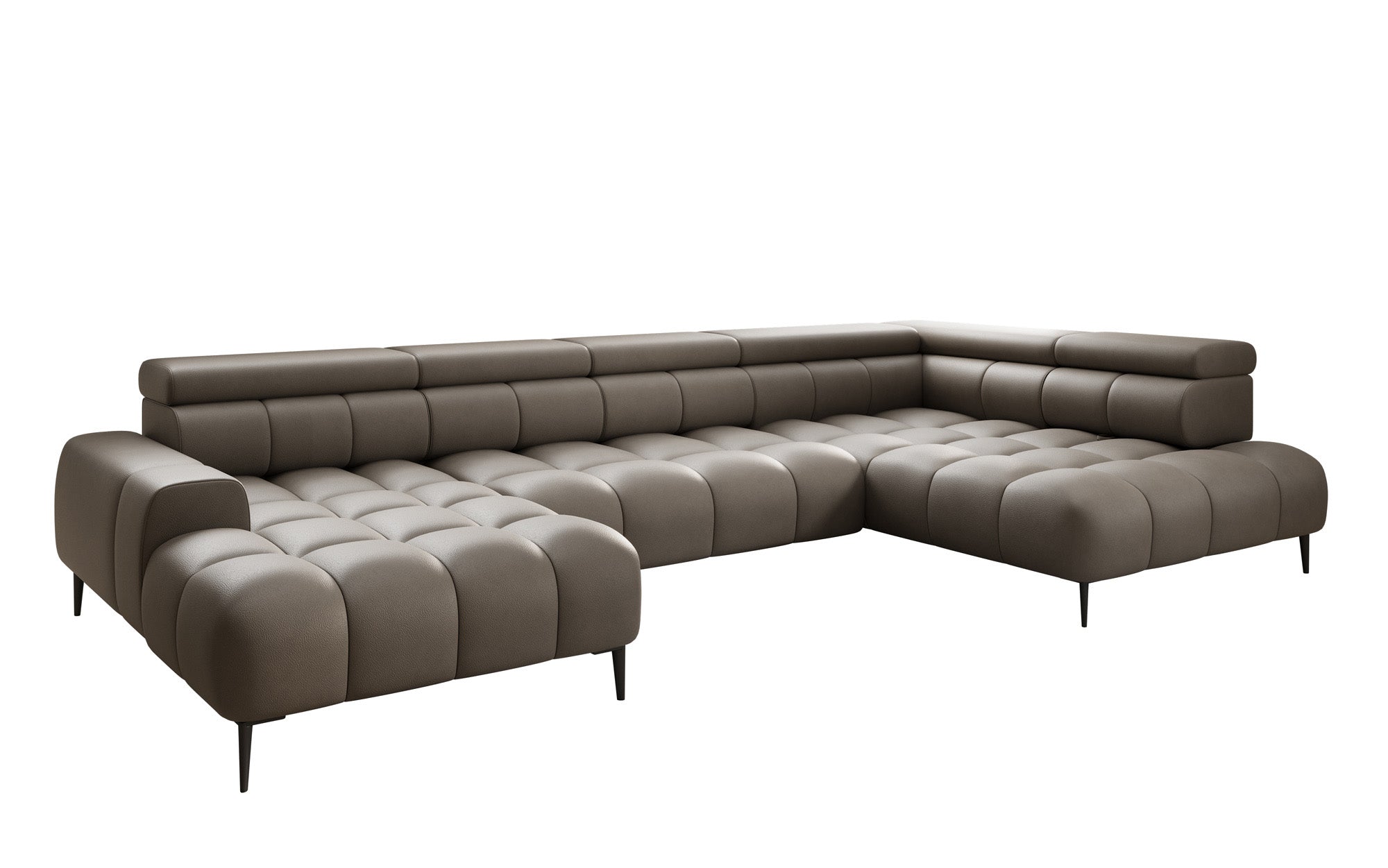 Designer Sofa Ceora U mat elektrescher Schloffunktioun an verstellbarer Récklehne aus Echtläder