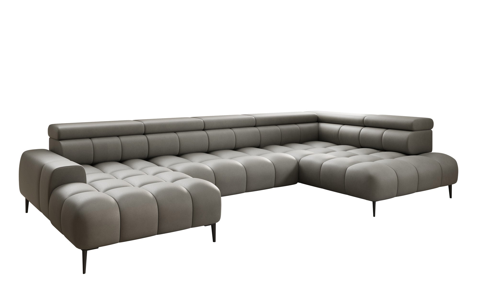 Designer Sofa Ceora U mat elektrescher Schloffunktioun an verstellbarer Récklehne aus Echtläder