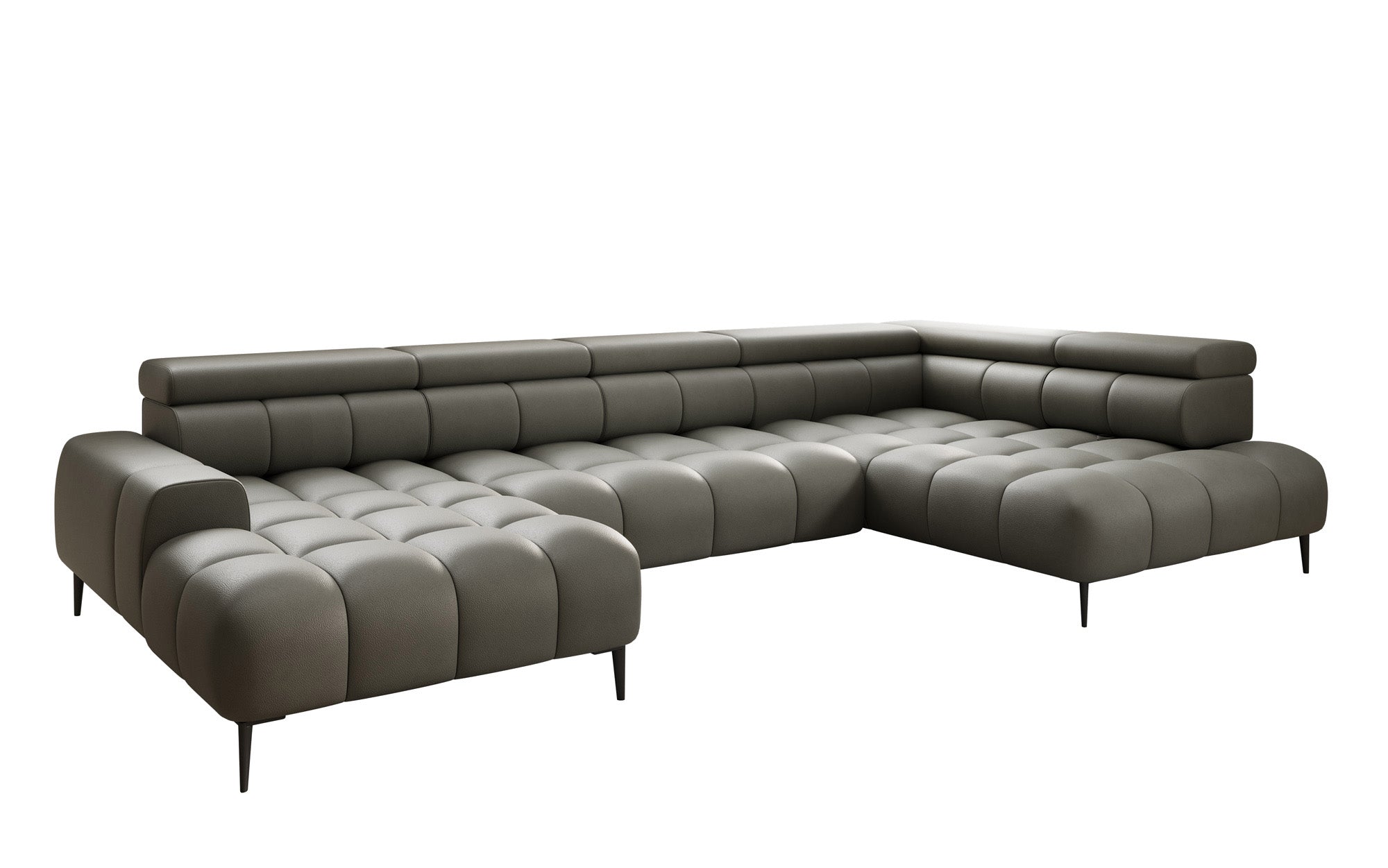 Designer Sofa Ceora U mat elektrescher Schloffunktioun an verstellbarer Récklehne aus Echtläder