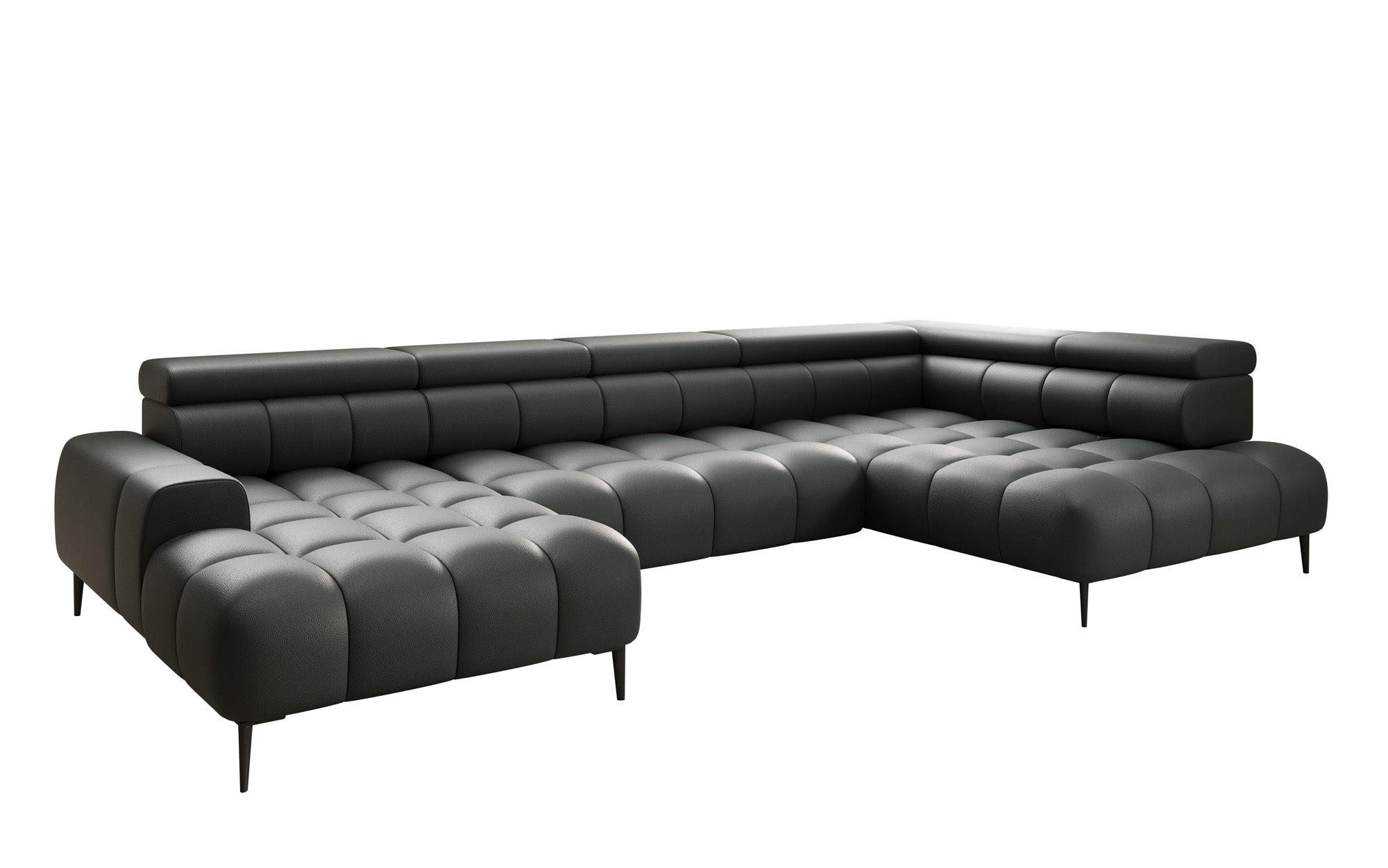 Designer Sofa Ceora U mat elektrescher Schloffunktioun an verstellbarer Récklehne aus Echtläder