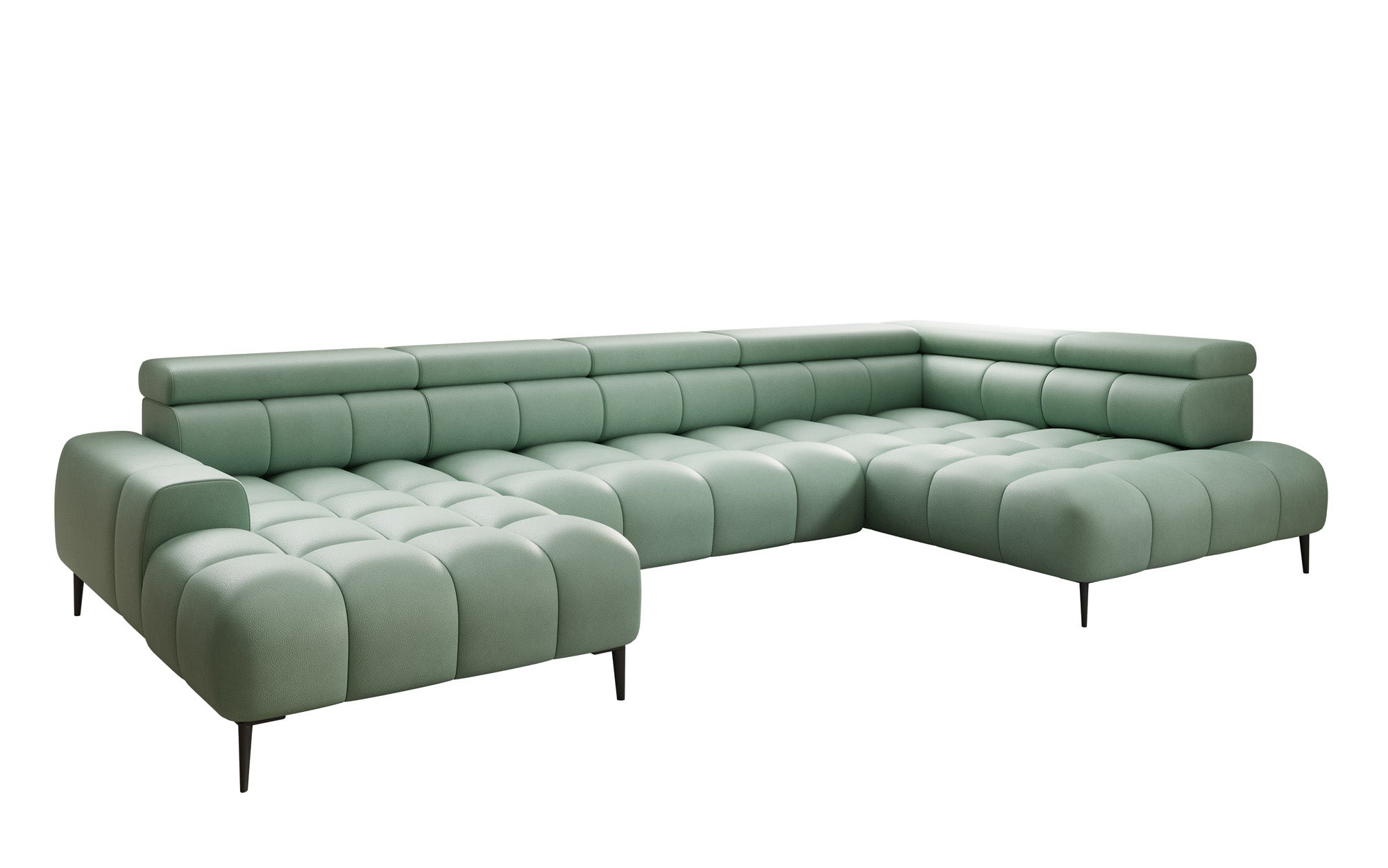 Designer Sofa Ceora U mat elektrescher Schloffunktioun an verstellbarer Récklehne aus Echtläder