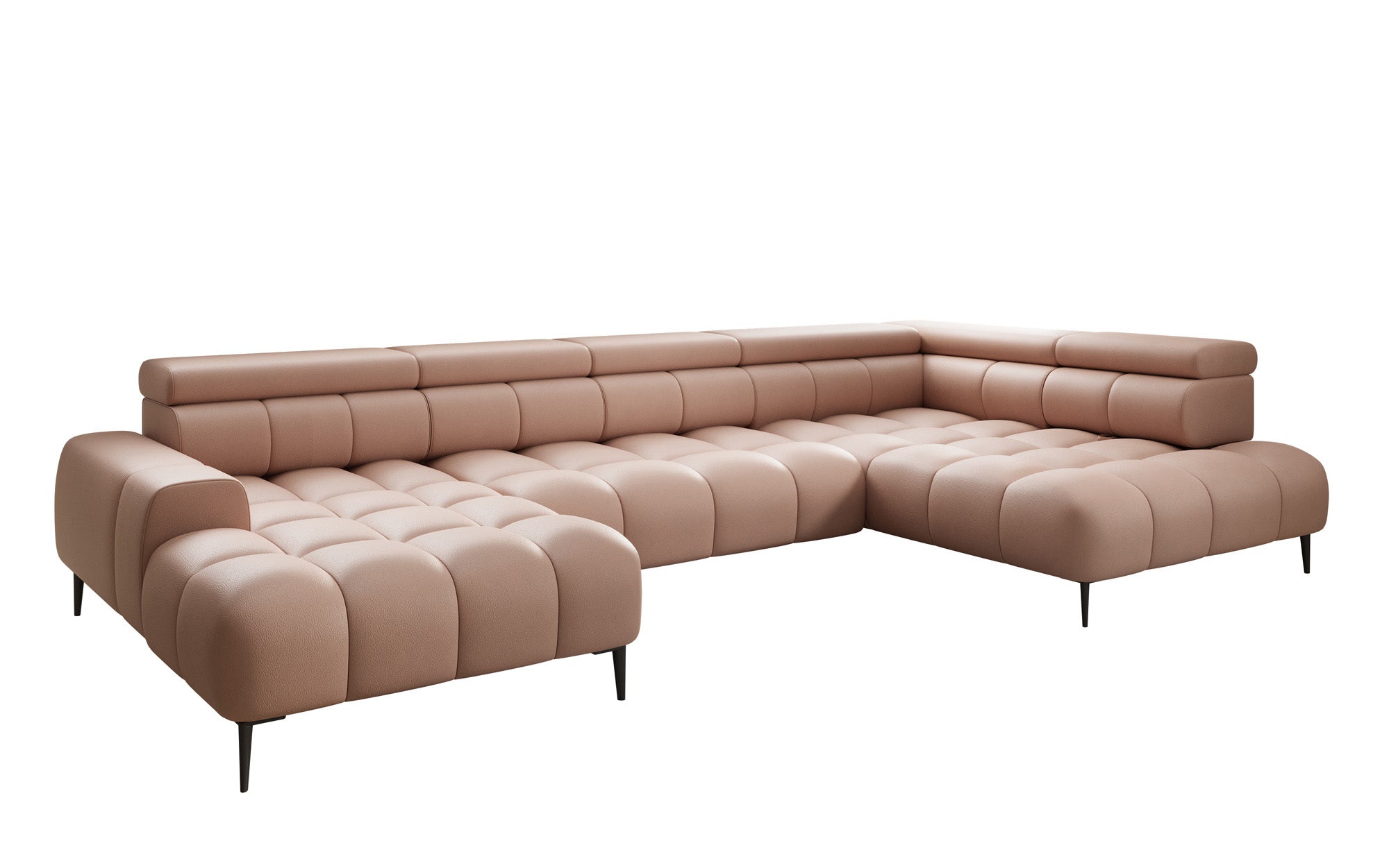 Designer Sofa Ceora U mat elektrescher Schloffunktioun an verstellbarer Récklehne aus Echtläder