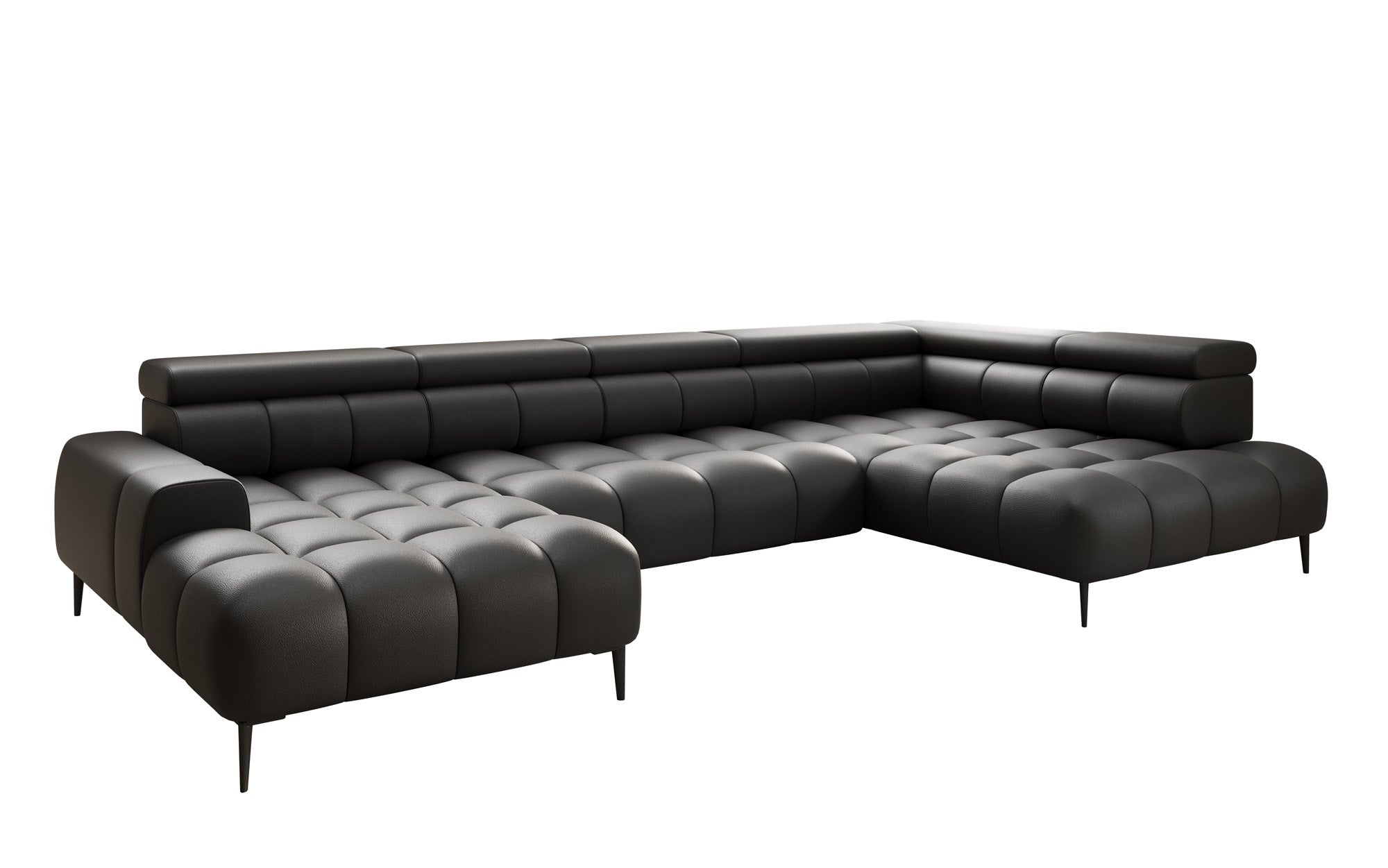 Designer Sofa Ceora U mat elektrescher Schloffunktioun an verstellbarer Récklehne aus Echtläder
