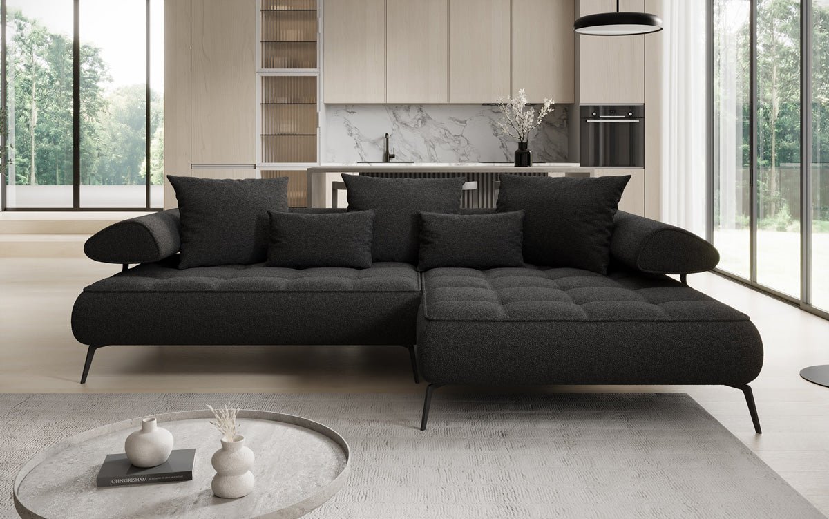 Designer Sofa Sydney L II Bouclé mit elektrischer Schlaffunktion