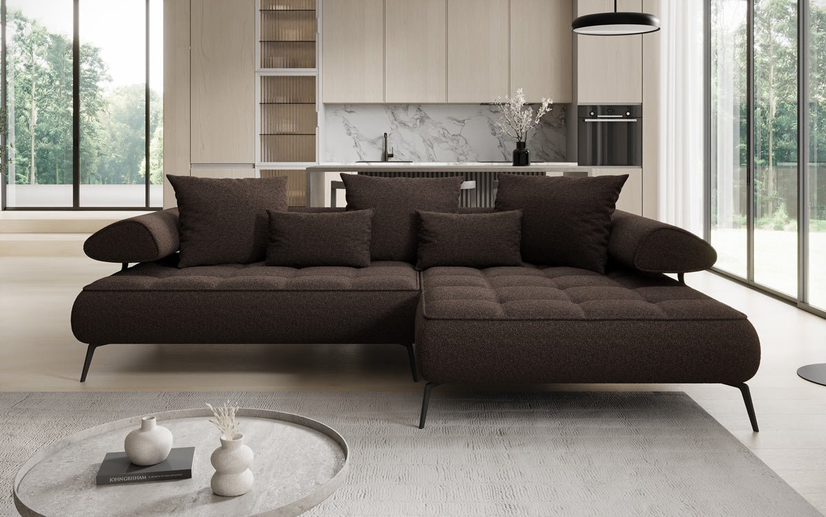 Designer Sofa Sydney L II Bouclé mit elektrischer Schlaffunktion