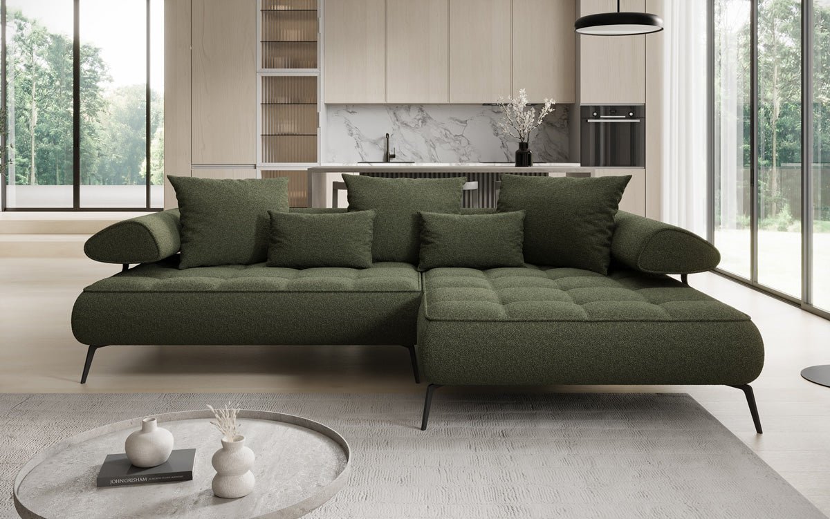 Designer Sofa Sydney L II Bouclé mit elektrischer Schlaffunktion