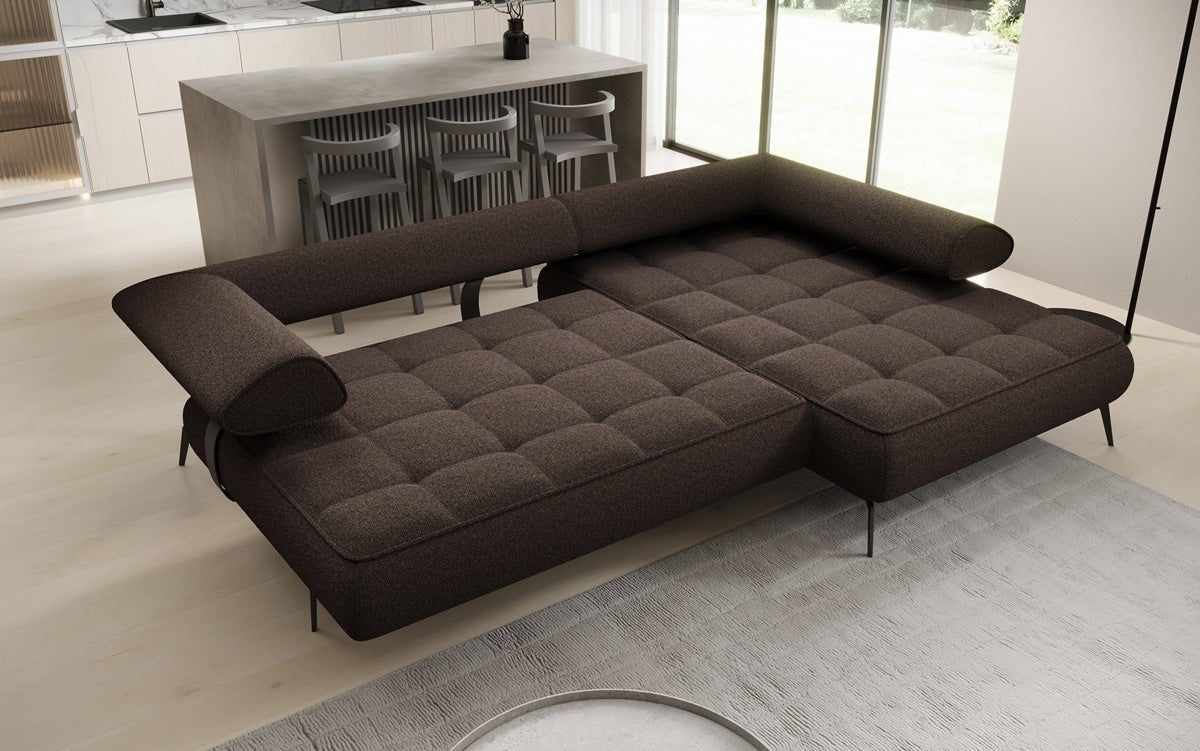 Designer Sofa Sydney L II Bouclé mit elektrischer Schlaffunktion
