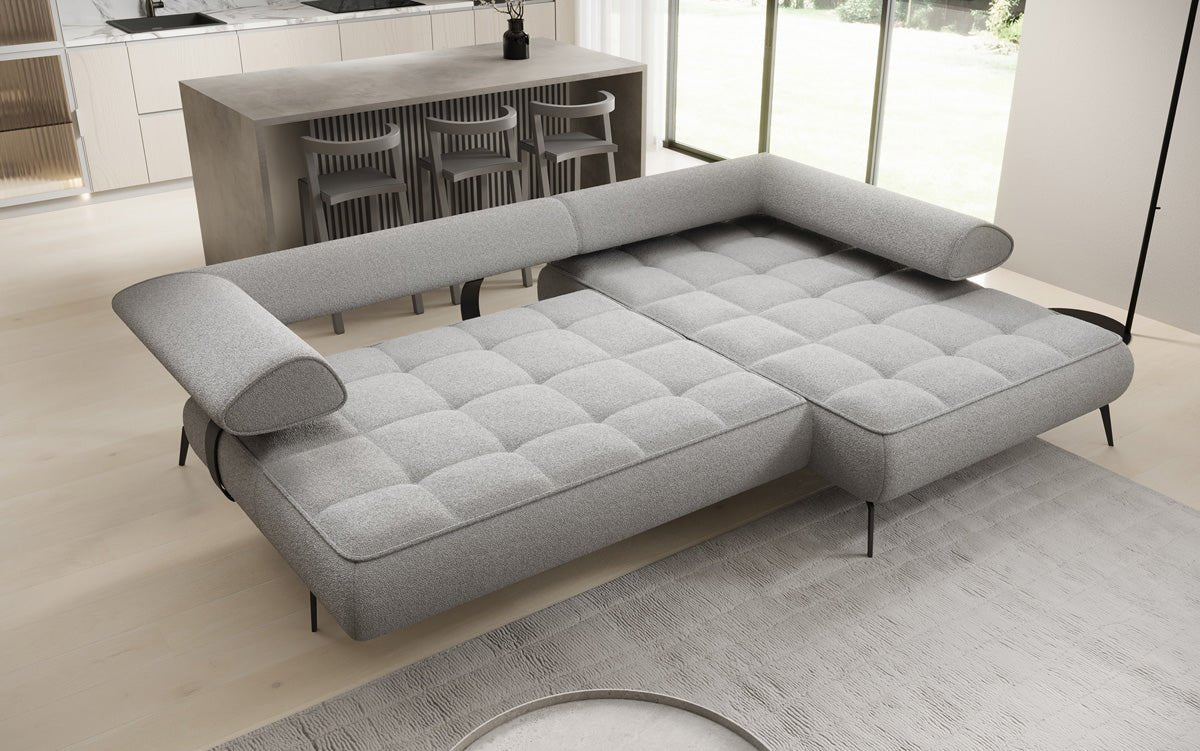 Designer Sofa Sydney L II Bouclé mit elektrischer Schlaffunktion