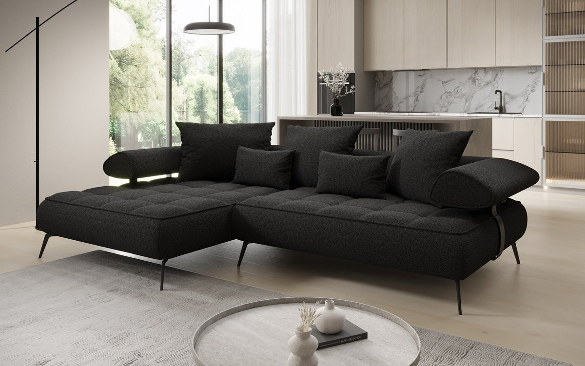Designer Sofa Sydney L II Bouclé mit elektrischer Schlaffunktion
