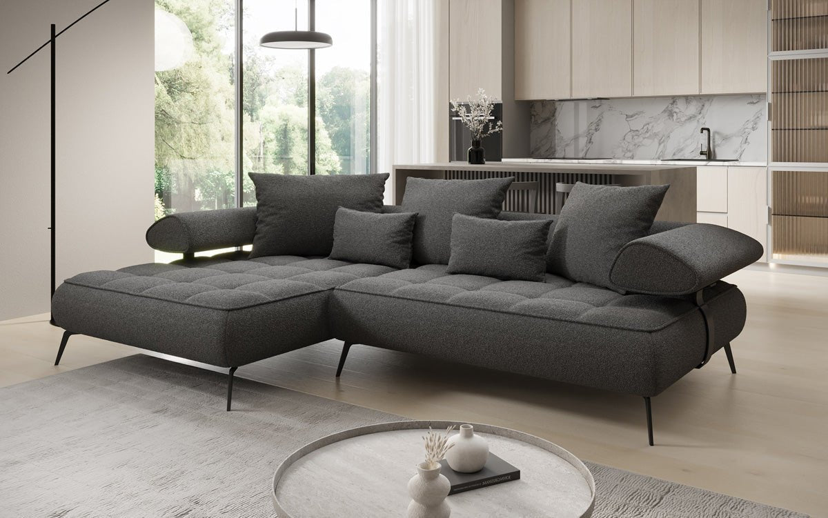 Designer Sofa Sydney L II Bouclé mit elektrischer Schlaffunktion