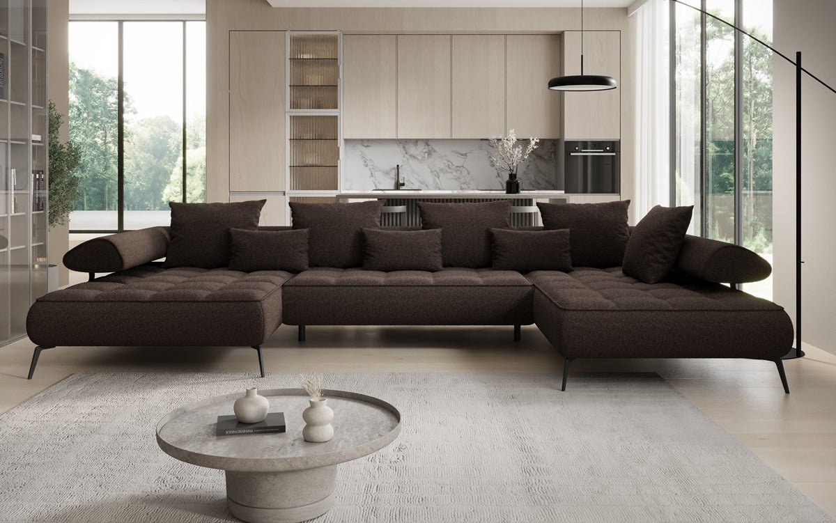 Designer U Sofa Sydney Bouclé mit elektrischer Schlaffunktion