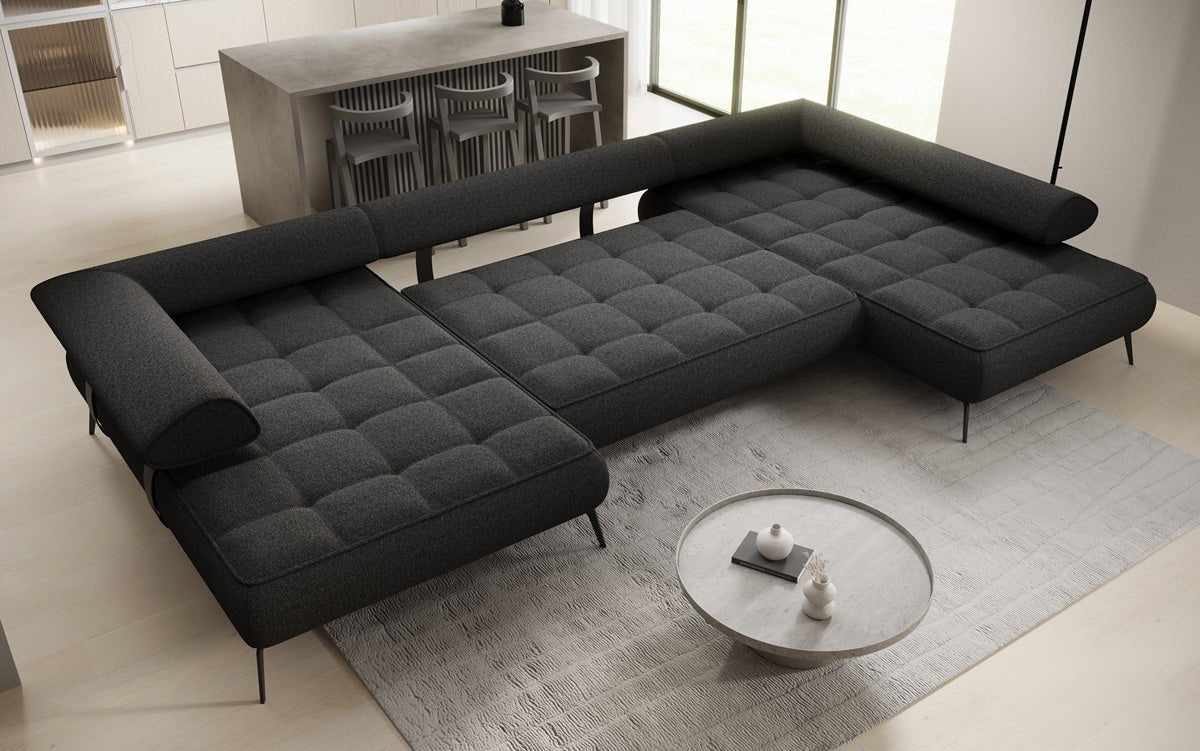 Designer U Sofa Sydney Bouclé mit elektrischer Schlaffunktion